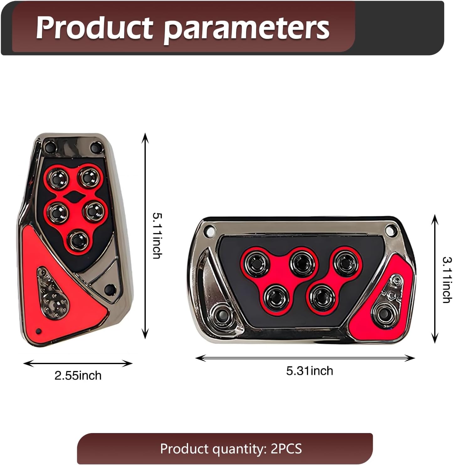 2 PCS Car Pedal Pads, Automatic Transmission Brake and Accelerator Pedal Covers, ABS Anti-Slip Vehicle Foot Treadle Accessories, Universal for Most Cars (Red)