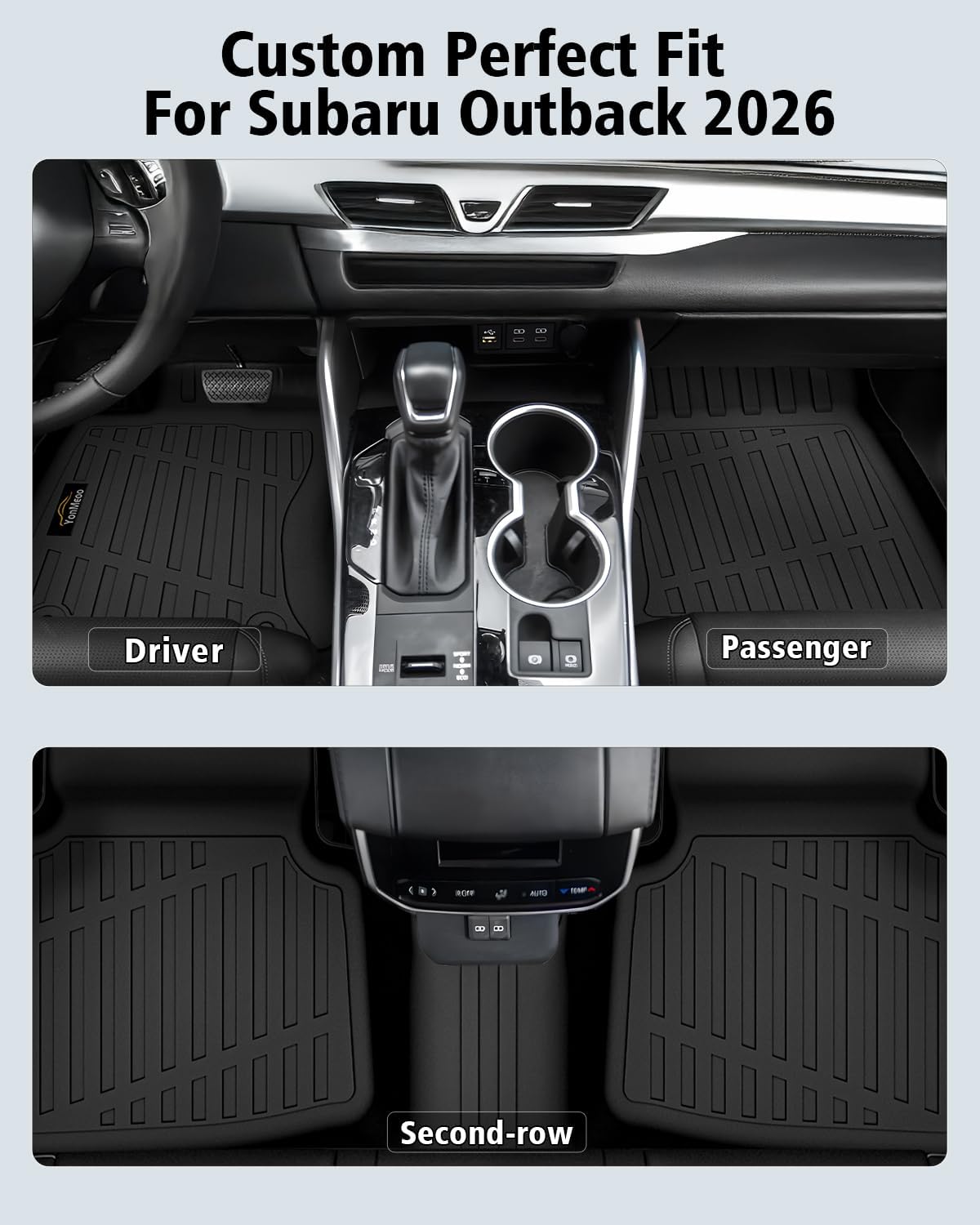 Floor Mats Custom for Subaru Outback 2026 All Weather TPE Rubber Protection 1st and 2nd Row Anti-Slip Floor Liners for Outback 2026 Accessories, Black