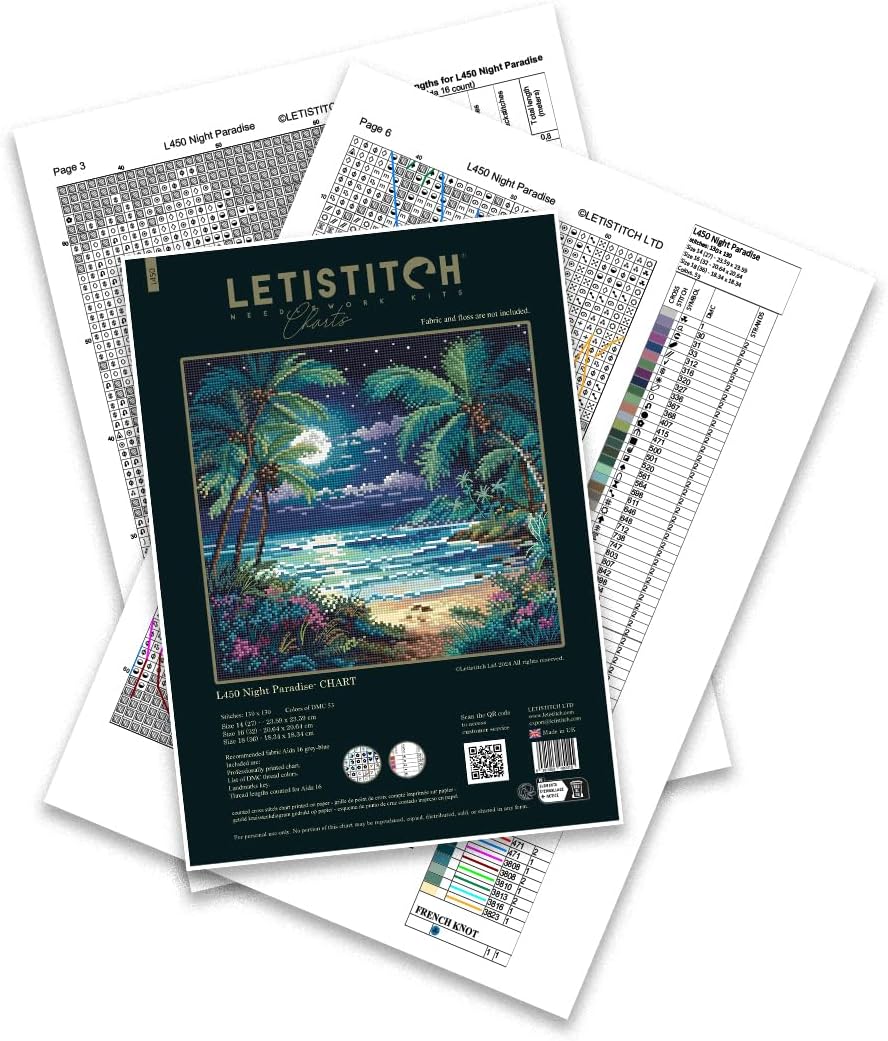 Letistitch L450 Night Paradise- Printed Chart/Fabric and Floss are not Included