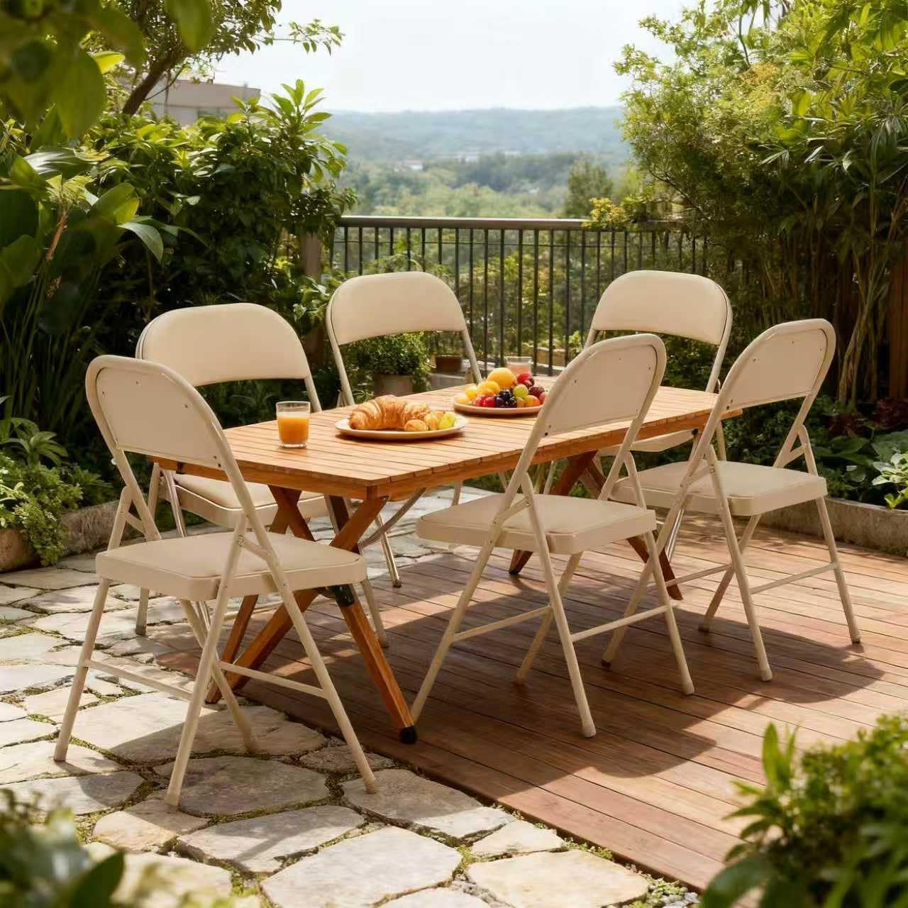 6 Pack Khaki Folding Chairs with Comfortable Cushion & Back, 330LBS Capacity, Portable & Foldable Seats with Durable Metal Frame for Indoor Outdoor Office Party Events Kitchen Dining Wedding