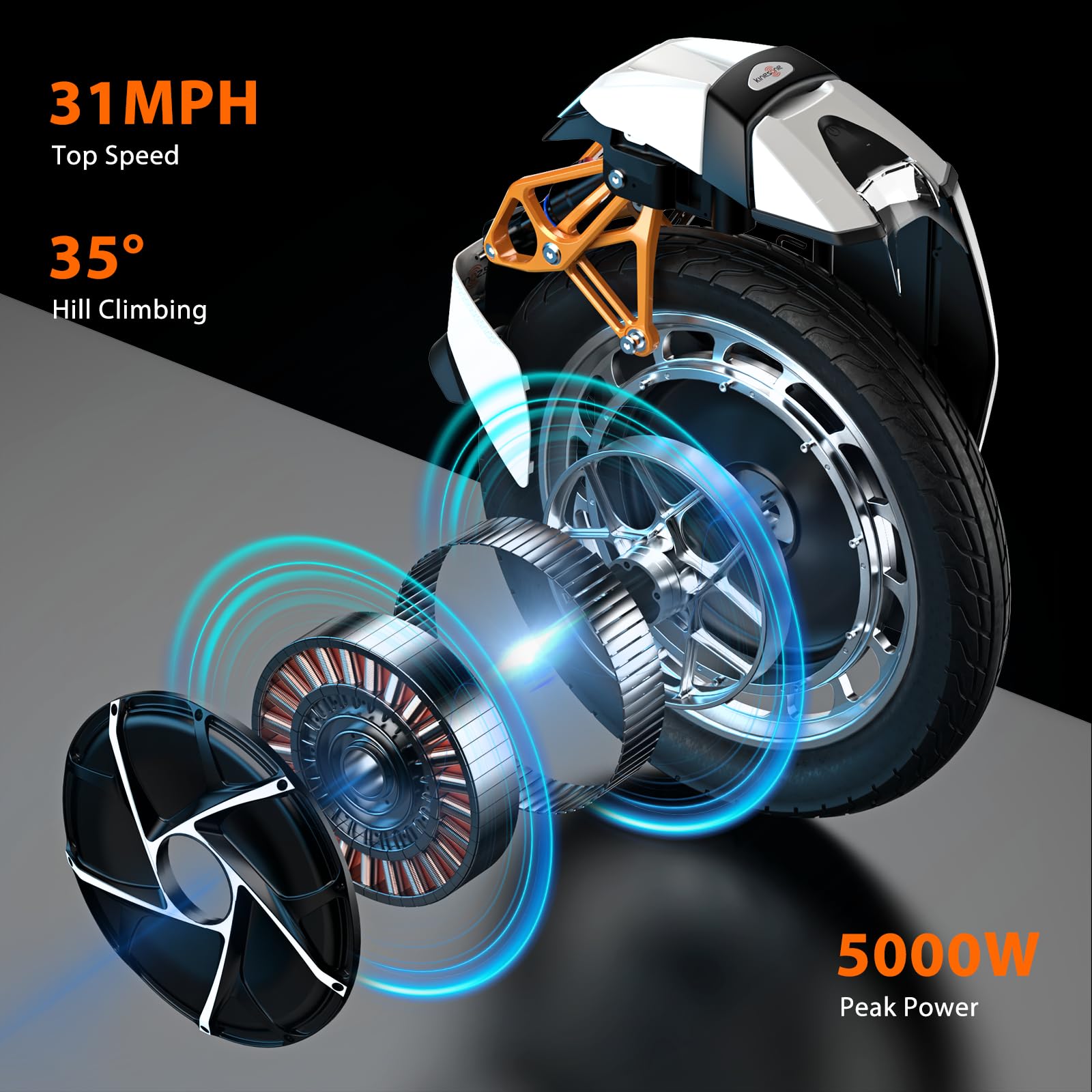 KINGSONG Monociclo eléctrico S18 Pro + Blanca 1110Wh, Motor 2200W, Autonomía de hasta 80km, Velocidad Limitada 25km/h, Neumático 18",