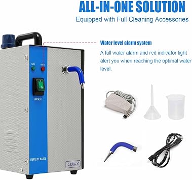 Jewelry Steam Cleaner Machine, Adjustable Machine High Pressure Steamer Stainless Steel 1300W for Gold & Gem Cleaning(4L,110V)