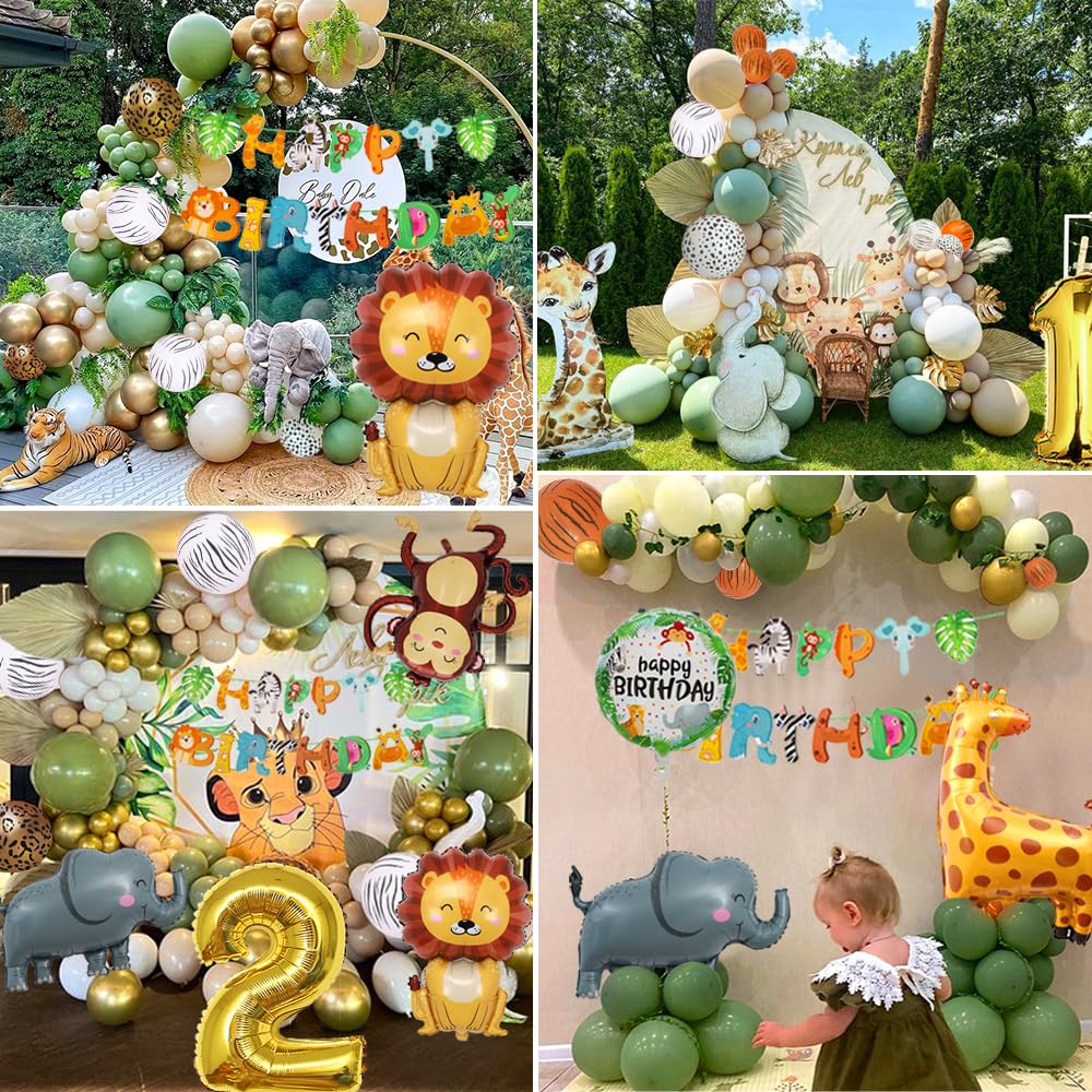 61 stuks safari verjaardagsdecoraties - Safari-thema feestbenodigdheden bevatten dierenvormige papieren borden, jungle-tafelkleed, servetten, voor Wild One, kinderverjaardag, babyshower, voor 20