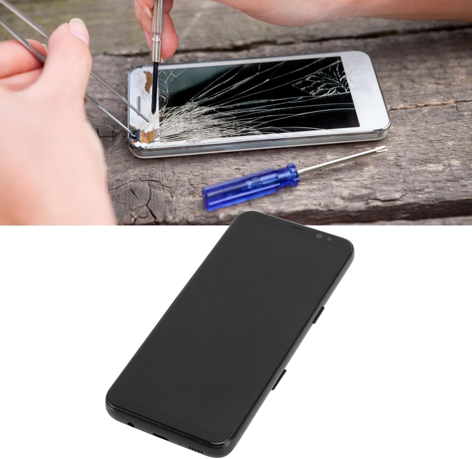 Yoidesu Screen Replacement with Frame for S8, TFT LCD Display Touch Screen Digitizer Assembly with Fingerprint, Screen Assembly Repair Tools Kit for S8, Yoidesuhbokfyd94r