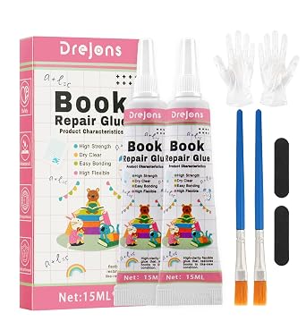 Book Binding Glue, Dries Clear and Remains Flexible, Used for Paper Crafts, Framing, Collages 15ml *2 Pack