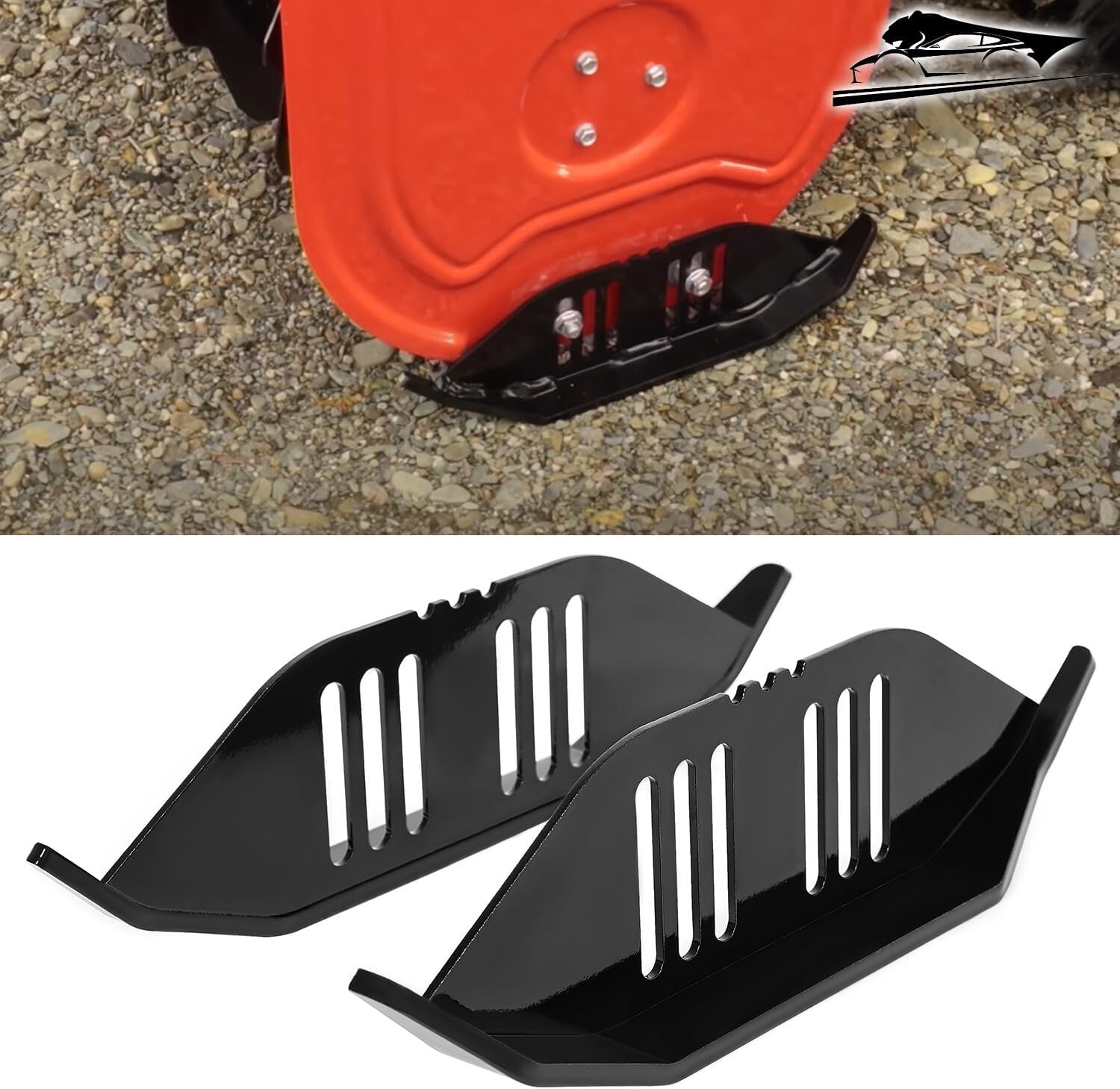 Suitable for Universal Heavy-Duty Snowblower Skid Shoes - Compatible with Snow Throwers, 2.75" Bolt Spacing, Black Pair for Enhanced Performance and Durability