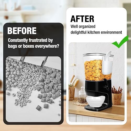 Miniatura 3 de Dispensador de cereales para encimera, cuencos y cucharas, contenedores de cereales para despensa, organizador de aperitivos, contenedor de