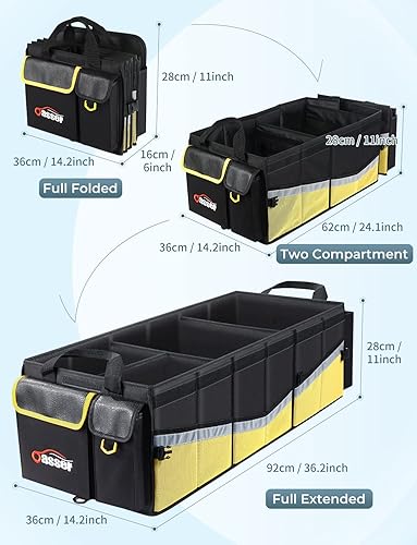 Miniatura 8 de Oasser Organizador de maletero con bolsa refrigeradora, organizador plegable grande para maletero de automóvil para SUV con múltiples