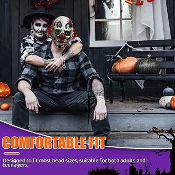 Halloween Horror Clown Mask - Creepy Latex Mask for Halloween Party, Scary Costume Accessory for Adults and Teens