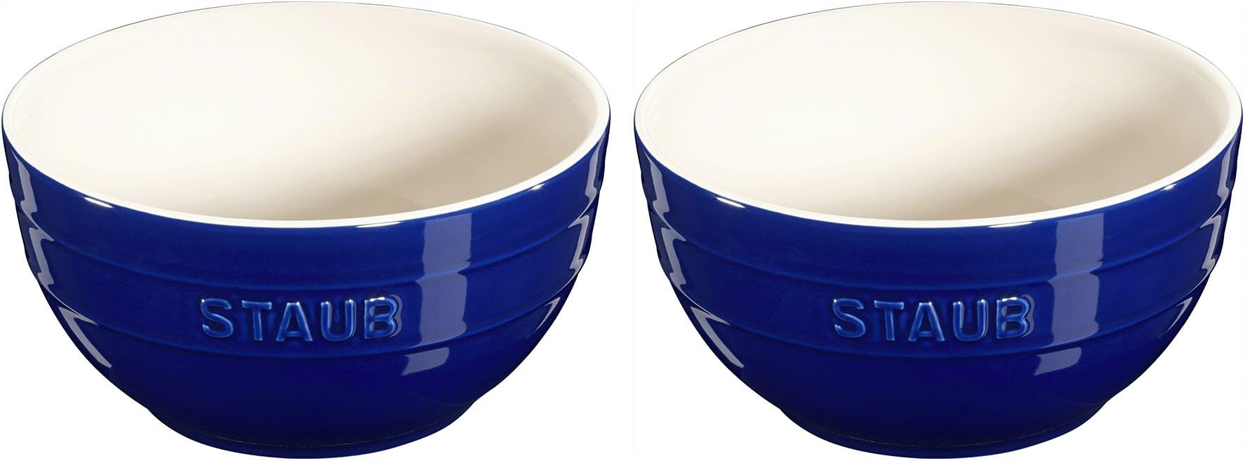 STAUB Ceramic 2-pc Large Universal Bowl Set, 6.5-inch/1.25-qt, Dark Blue