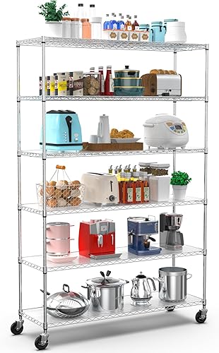 Miniatura 8 de Estantería de alambre NSF de 6 niveles, 18 x 48 x 82 pulgadas, capacidad de 6000 libras, estante de metal de almacenamiento ajustable resistente con