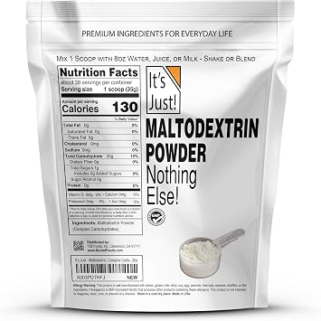 It's Just! - Mass Gainer Powder, 100% Maltodextrin (Complex Carbohydrates), Sustained Energy, Rapid Absorption, Non-GMO, Easily Add to Any Protein Shake, 3lbs / 38 Servings