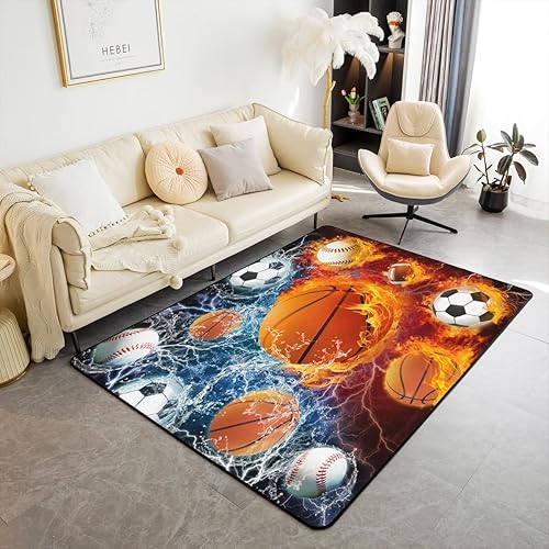 Miniatura 22 de Alfombras de Dirt Bike para Sala de Estar 4'11" x 3'3", Alfombras Antideslizantes de Motocross para Dormitorio, Alfombra de Bandera Americana Retro