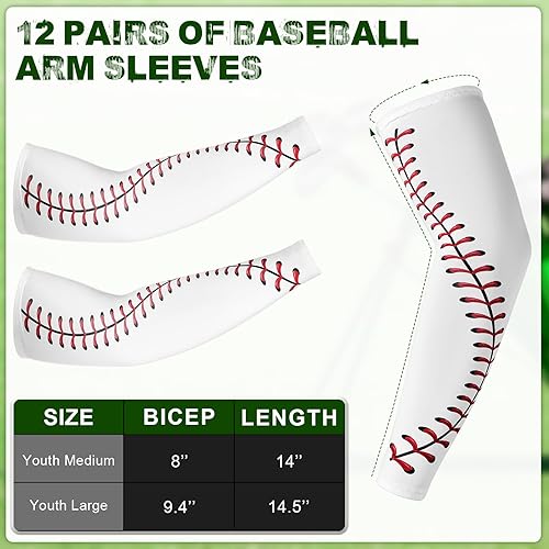 Miniatura 2 de Cozypower 12 pares de manga de compresión para brazo de softbol que absorbe la humedad, manga de enfriamiento para escuela, jóvenes y niños