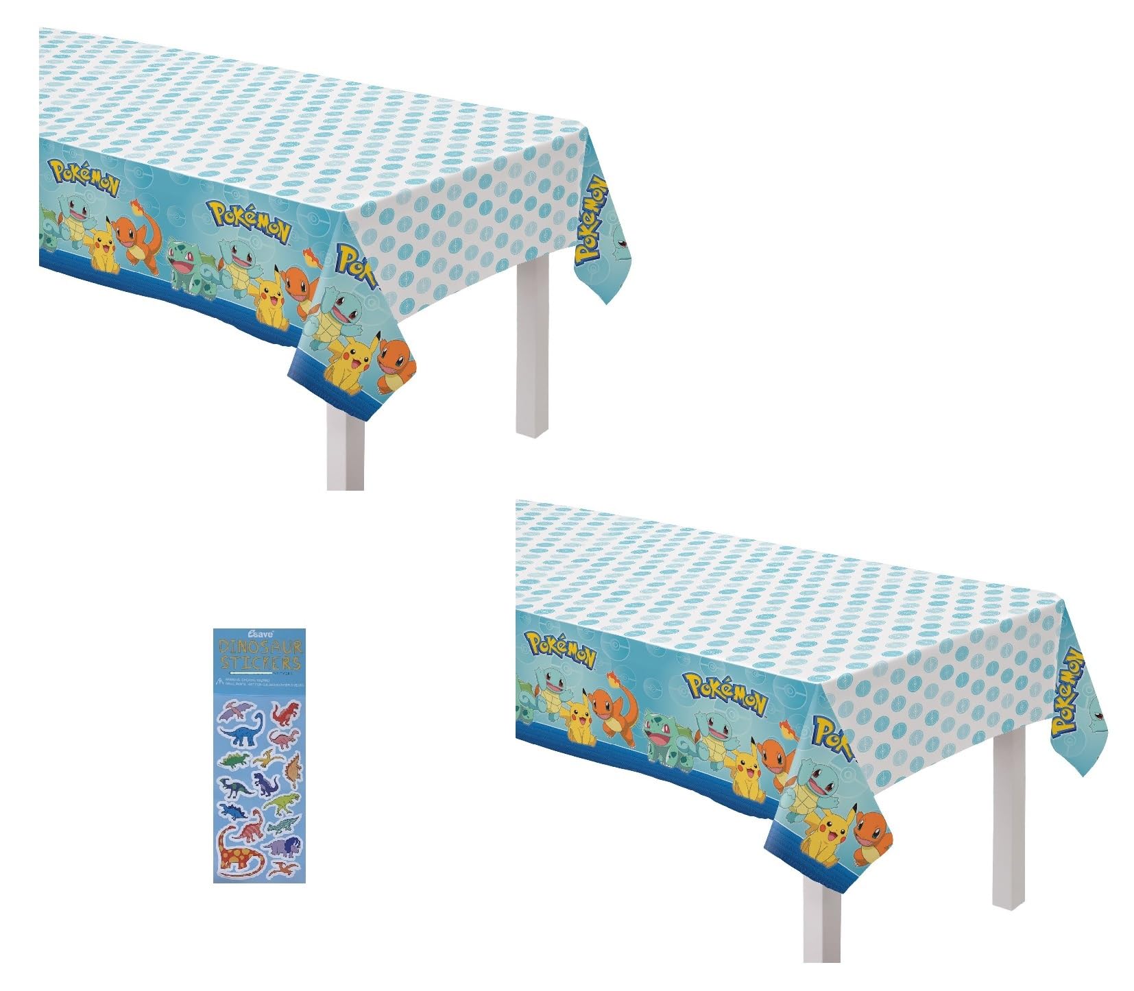 Amscan Pokemon Birthday Party Supplies Bundle Includes Plastic Table Covers - 2 Count