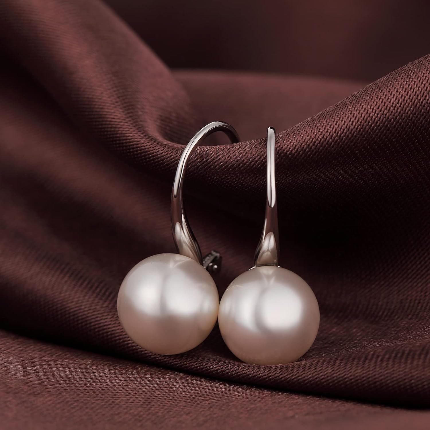 Pearl Earrings for Women Pearl Leverback Earrings 925 Sterling Silver - Image 6
