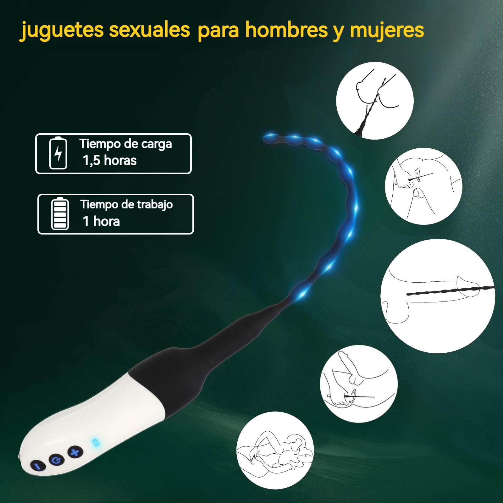 Dilatadores Uretrales Vibratorios para Hombres, Plug de Pene con Estimulación del Glande, 20 Modos de Pene, Dilatador para Principiantes, Juguete Eróticos Masturbación para Hombres y Parejas (Blanco)