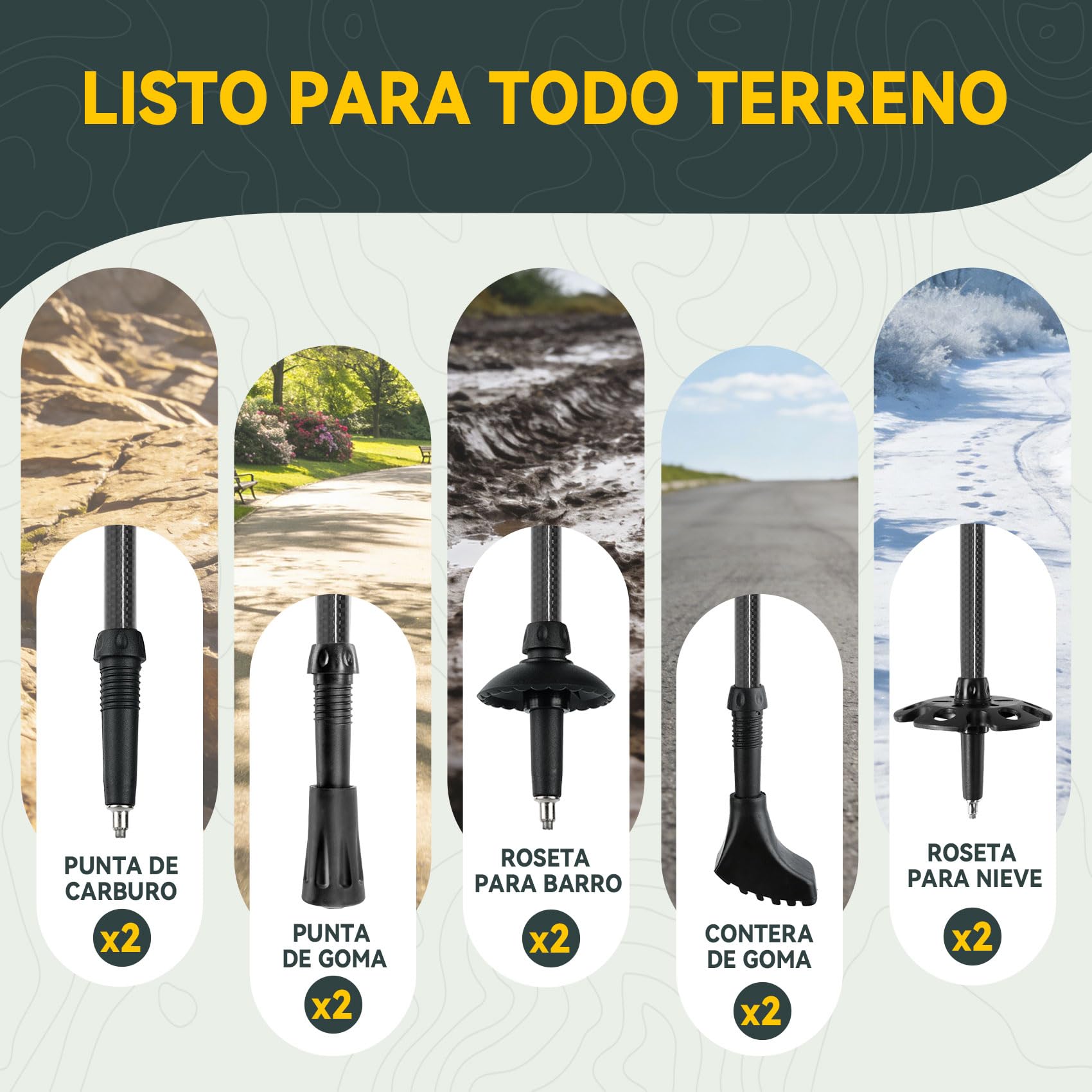 Clostnature Bastones de Senderismo Plegables - Bastones Trekking de Fibra de Carbono, Juego de 2, Ajustables 115-135 cm, Sistema de Bloqueo Rápido, Palos de Senderismo Ultraligeros y Resistentes