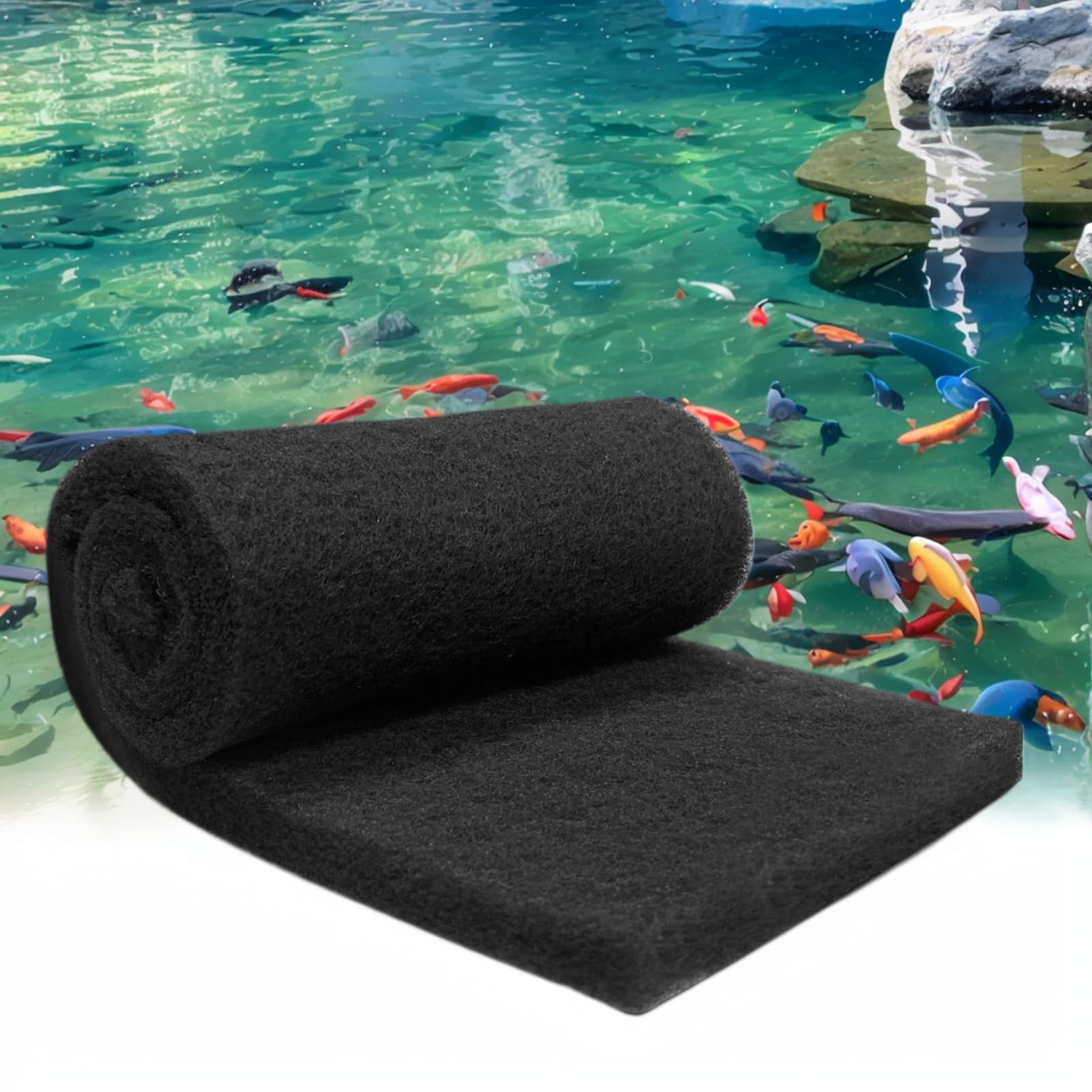 GourragePro Aquarium Carbon Pad -Premium Cut to Fit Carbon Infused Filter Pad Media for Crystal Clear Fish Tank and Ponds (10.5x36in)