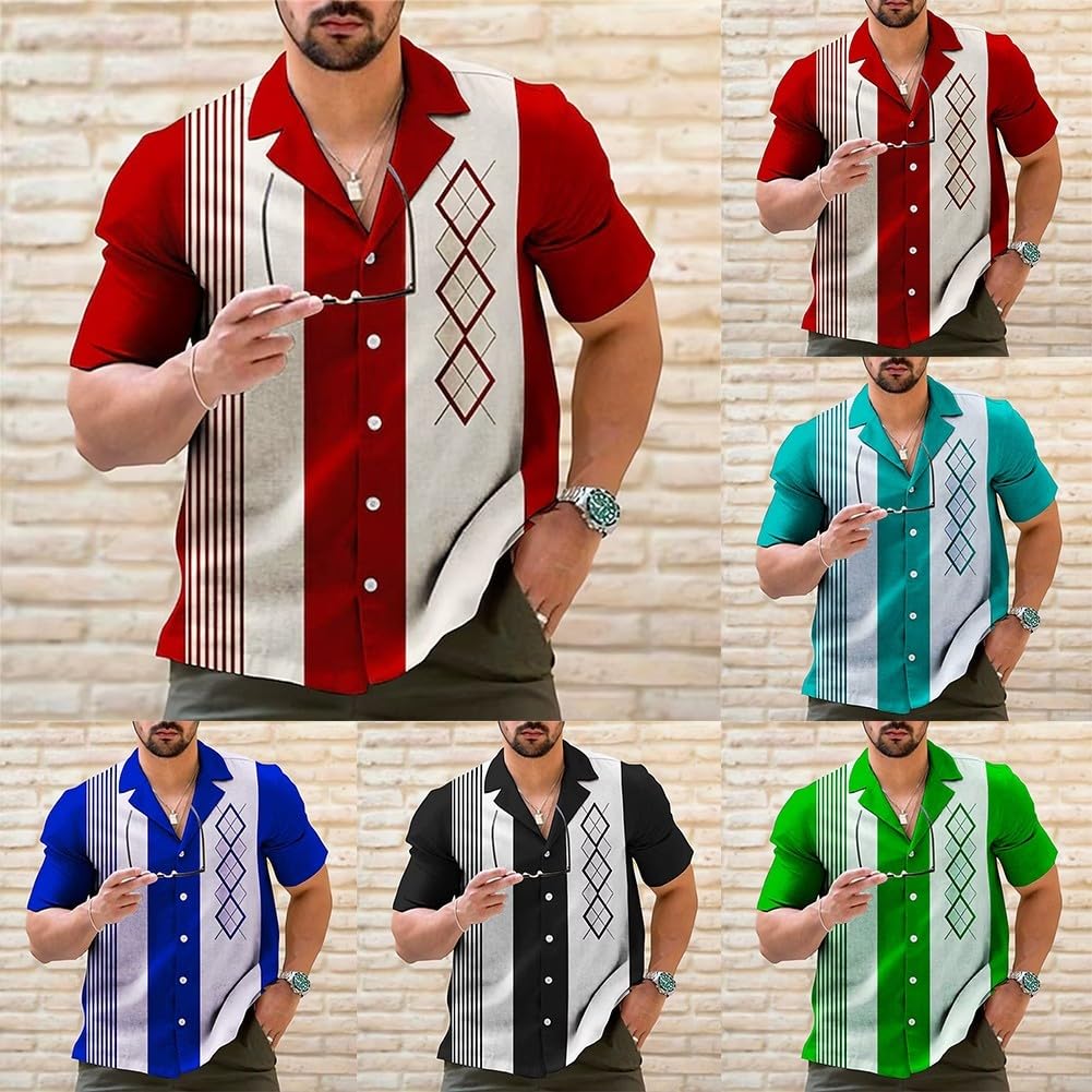 QOXEZY Camicia Casual Uomo Cotone Poliestere Estiva