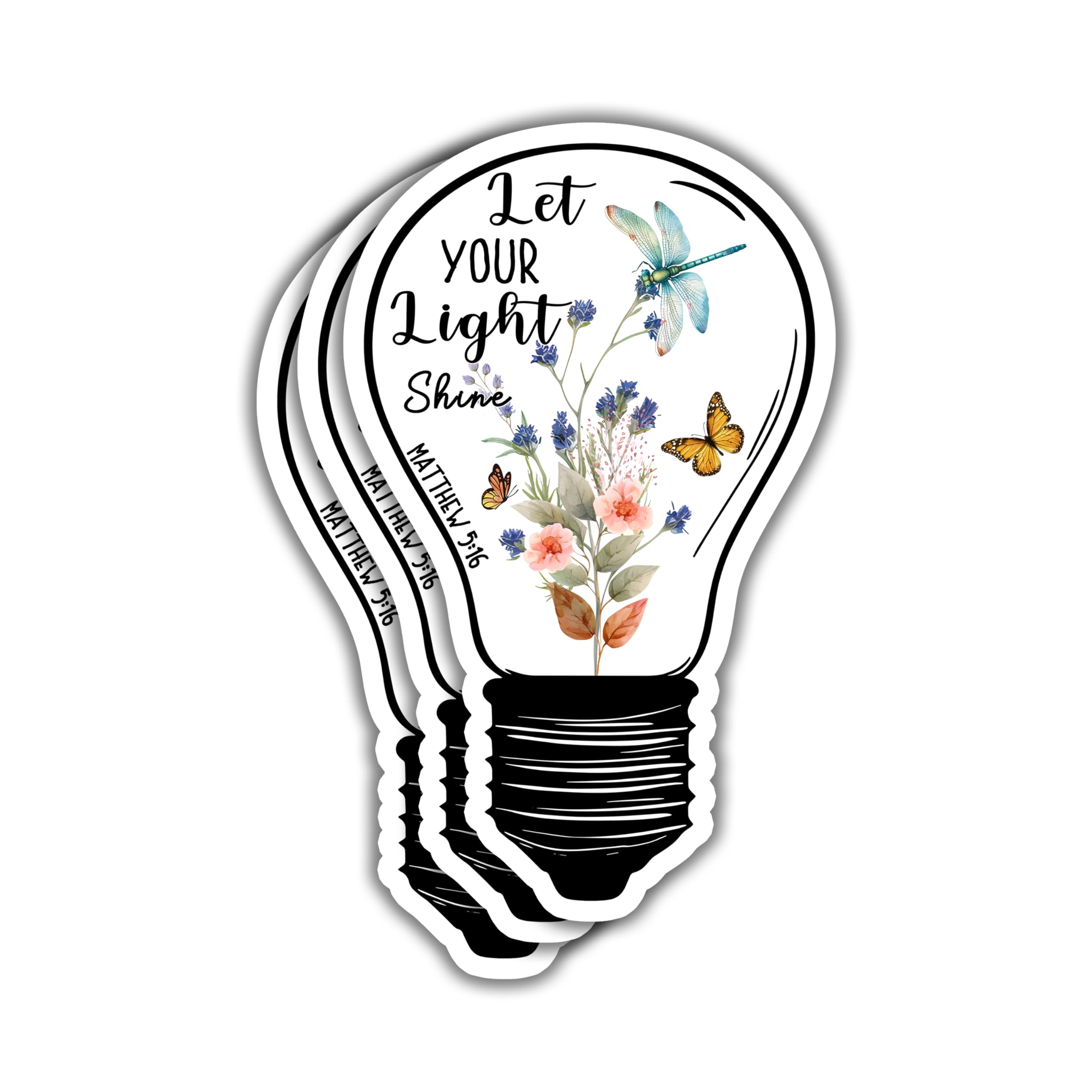 (3pcs) Let Your Light Shine Sticker Christian Bible Verse Matthew 5:16 Jesus Vinyl Decal Inspirational Quotes Stickers for Books Laptops Phonecase