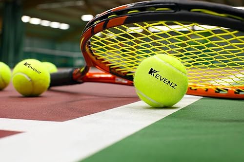 Miniatura 5 de KEVENZ Paquete de 12 pelotas de tenis de entrenamiento de presión estándar, altamente elásticas, más duraderas, buenas para entrenamiento de
