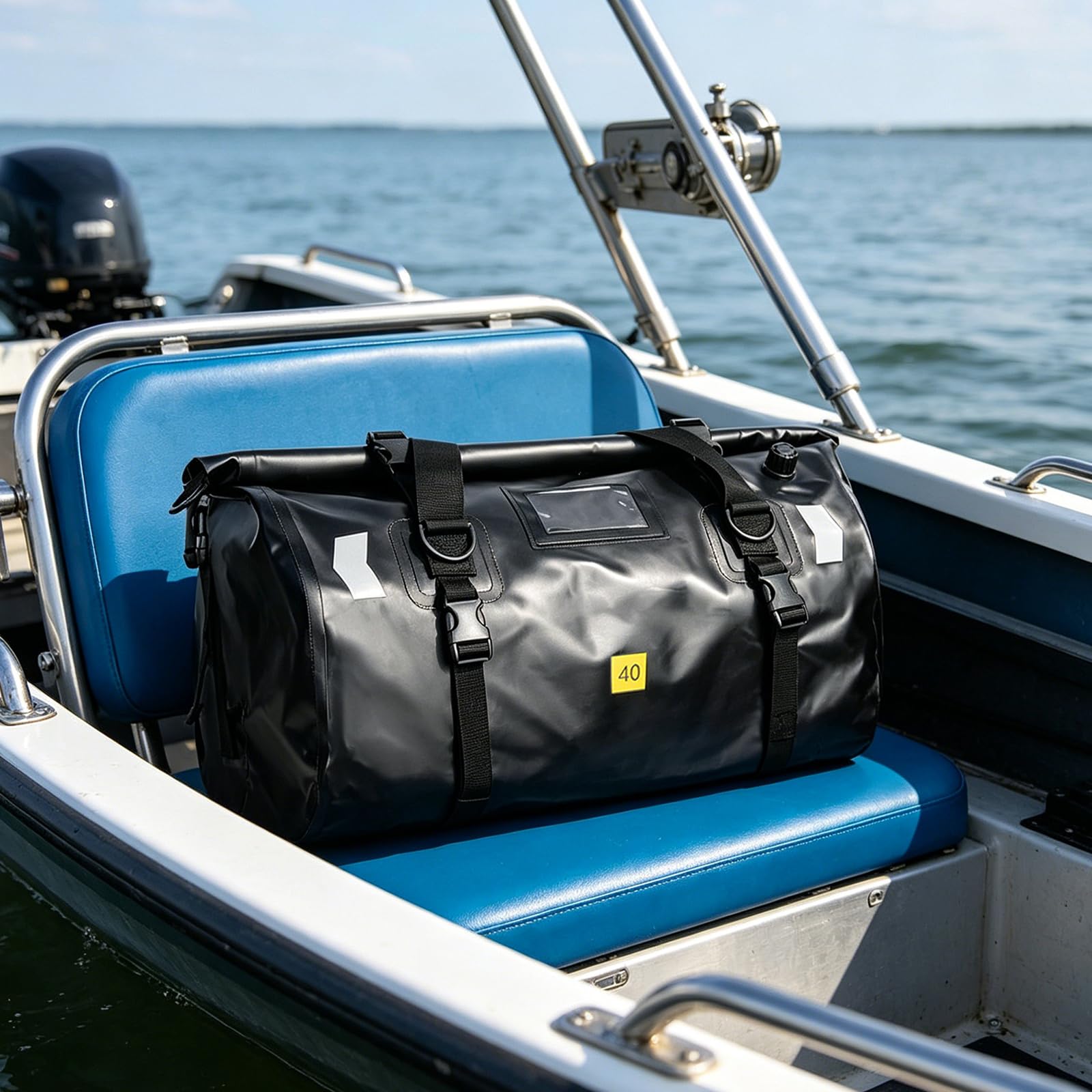BORSA POSTERIORE MOTO IMPERMEABILE CAPACITA' 40 LT | Molteplici scomparti, borsa da moto con strisce riflettenti, 4 cinghie di fissaggio, ideale per touring, campeggio