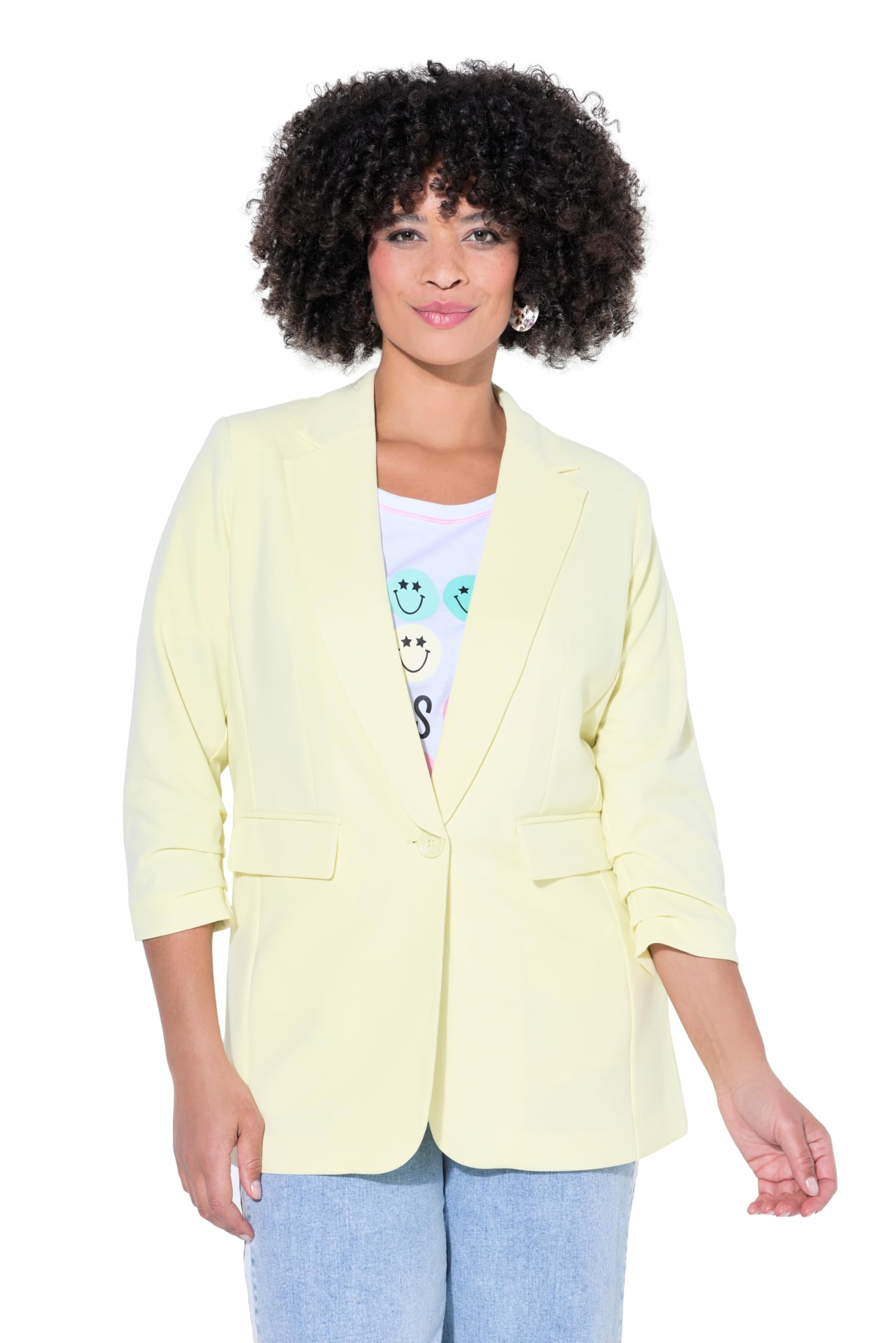 Angel of Style Damen große Größen Übergrößen Plus Size Blazer, offene Form, Reverskragen, Langarm 830286