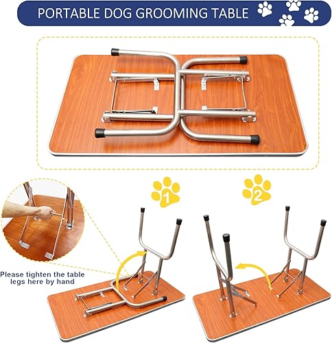 Miniatura 6 de ROOMTEC Mesa de aseo para perros de 46 pulgadas, estación de baño plegable para mascotas con brazo de altura ajustable, bandeja de malla