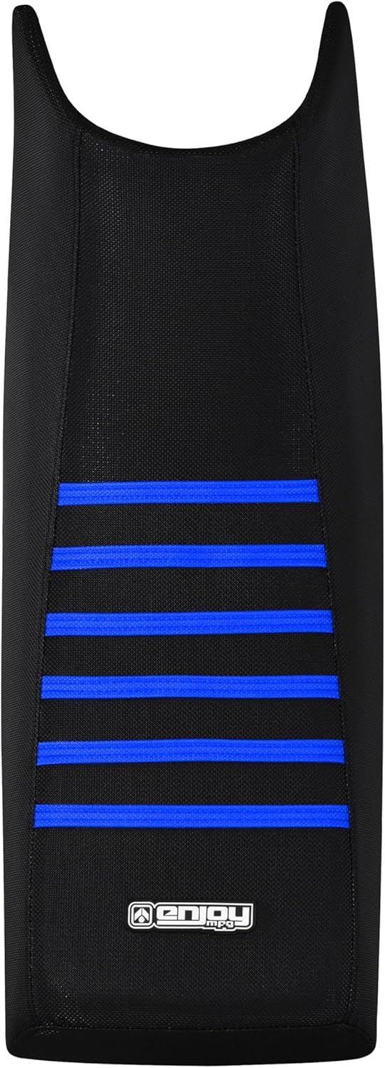 Enjoy Mfg Seat Cover - Compatible with Yamaha 1986-2004 Warrior Quad ATV - Color Ribbed - #111 (All Black with TM Blue Ribs)