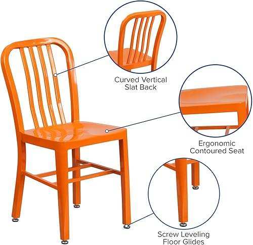 Miniatura 127 de Flash Furniture Gael - Juego de 2 sillas de metal naranja para interiores y exteriores de grado comercial Naranja,Oro negro