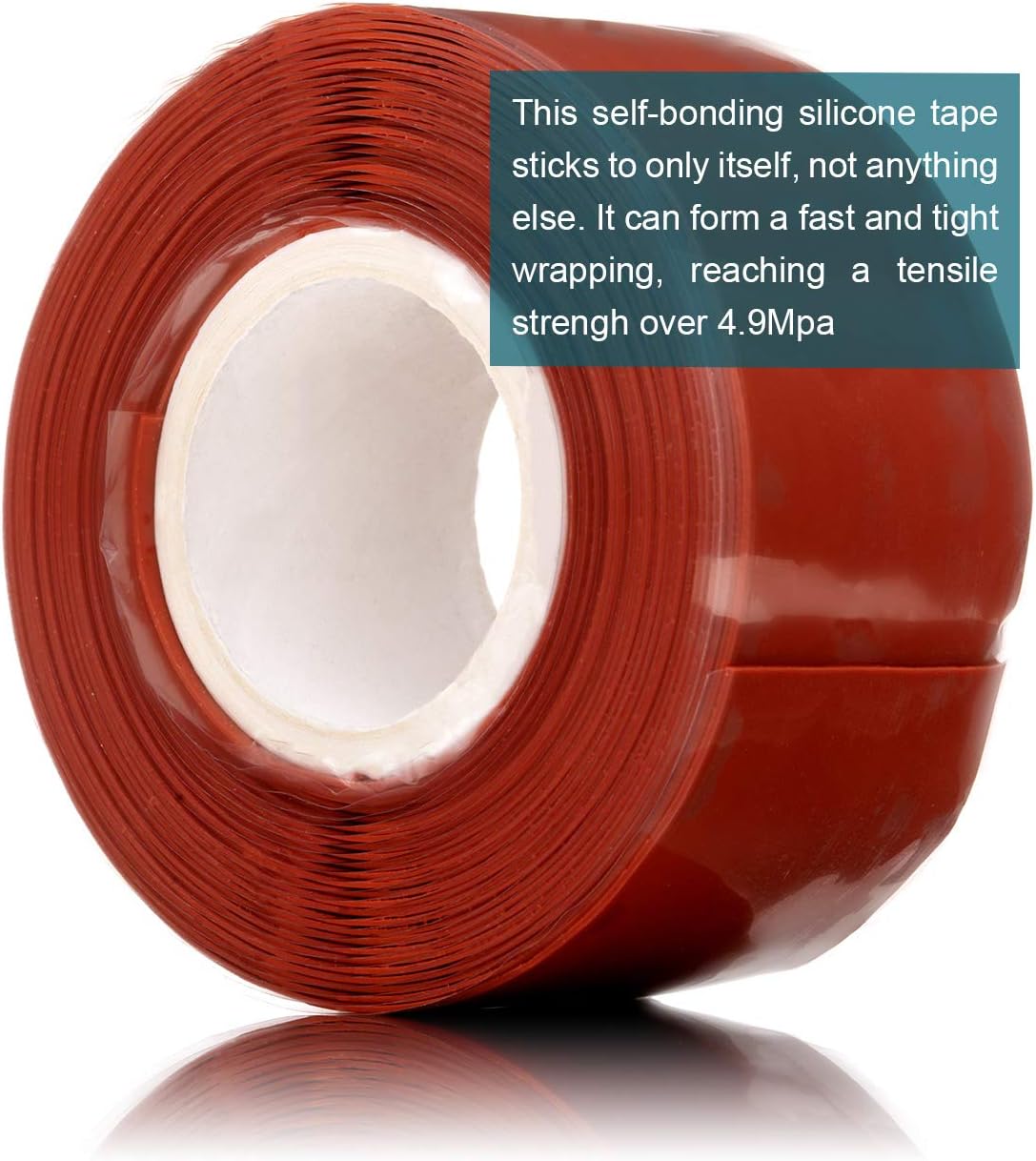 YoiYee Red Self-Amalgamating Tape, Waterproof Self-fusing Silicone Rubber for Plumbing Leak Stop, Pipe Sealing, Hose Repair - Image 4
