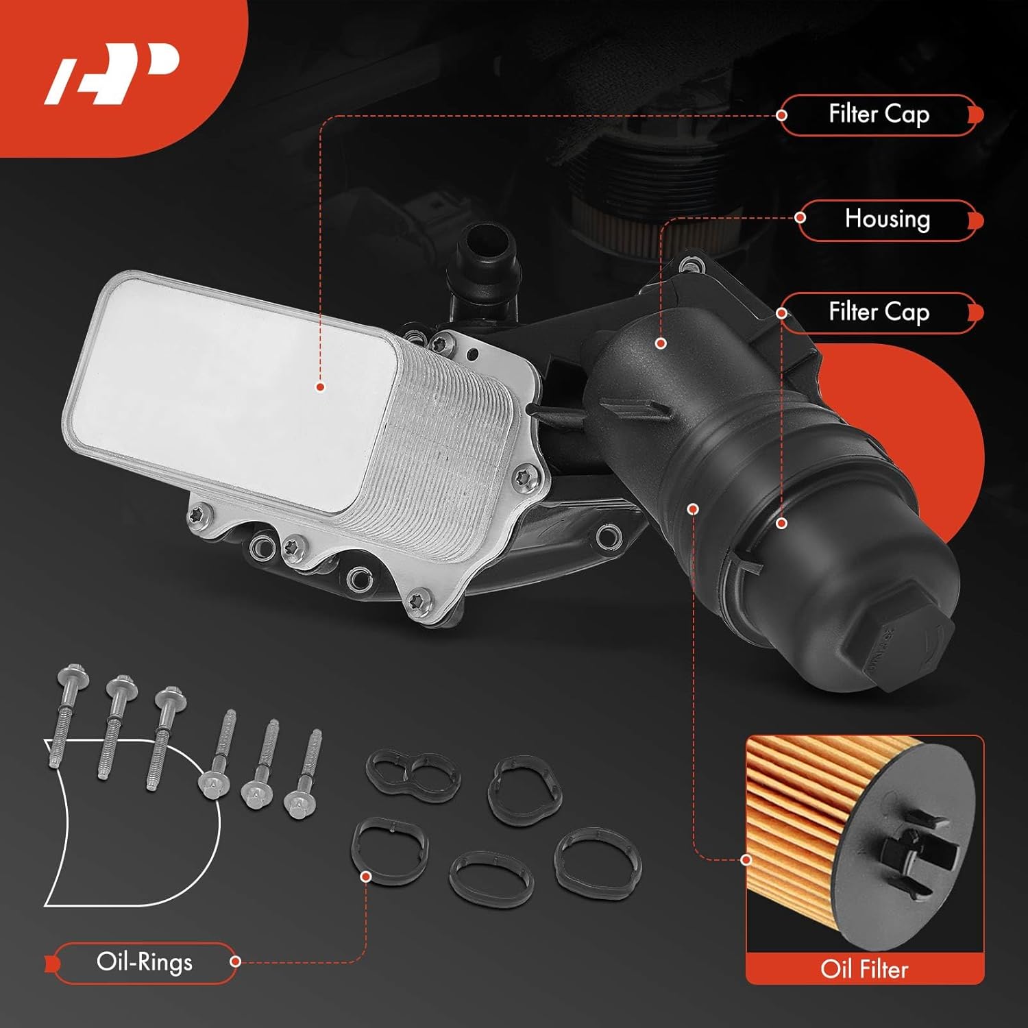 A-Premium Engine Oil Filter Housing Adapter Assembly - Compatible with BMW Vehicles - 340i GT xDrive 2017-2019, 540i 2017-2019, X3 2018-2019, 440i Gran Coupe, 740i, 640i xDrive Gran Turismo, X4