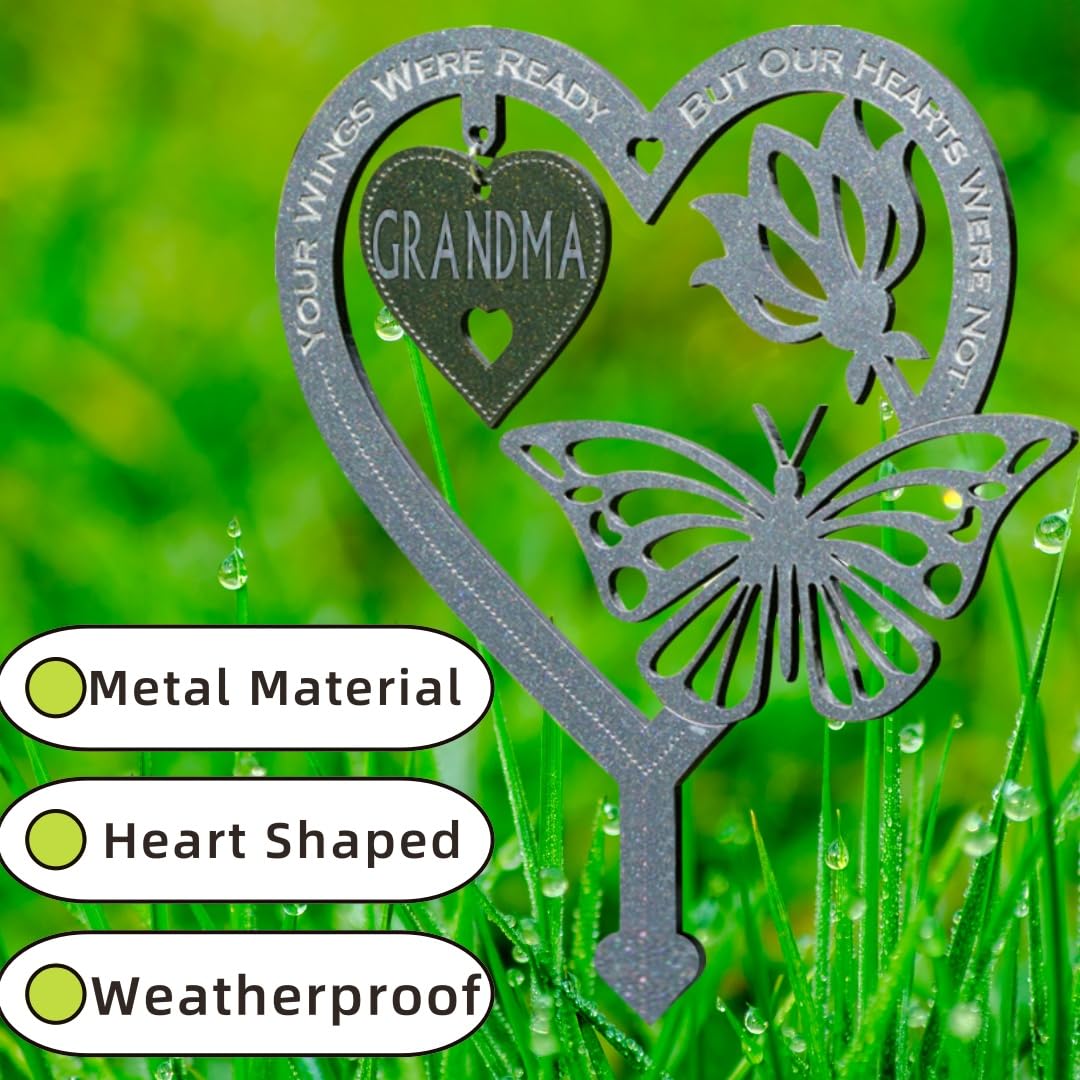 Décorations funéraires pour cimetière - Plaques commémoratives pour l'extérieur pour la perte de grand-mère - Bâton en métal - Ornements de jardin - Marqueur pour hommage à grand-mère