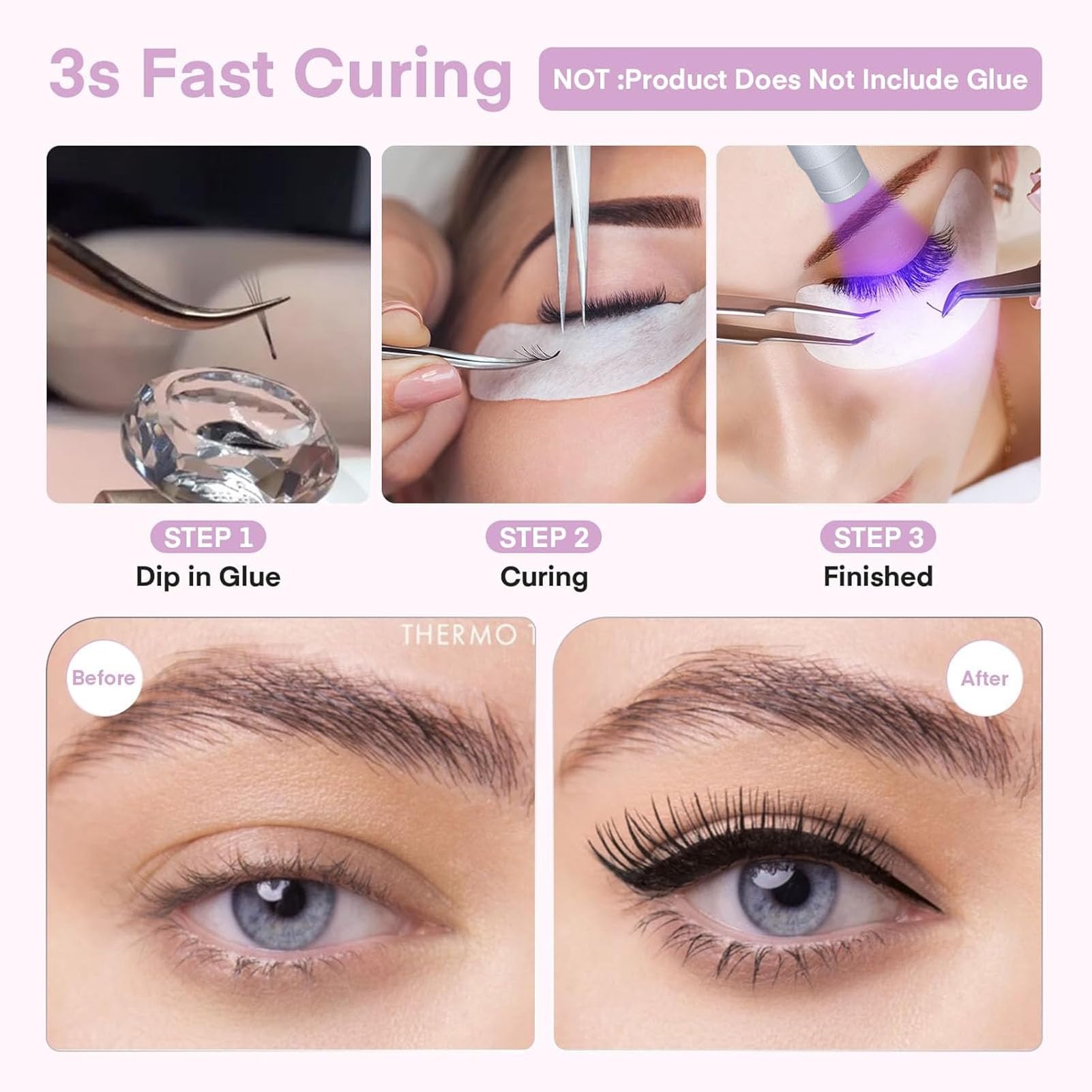 Vorhandene Beauty-UV-Lampe für Wimpernverlängerungen, UV-Wimpernlicht mit Fußpedalsteuerung, Verlängert die Langlebigkeit der (EU-Stecker AC100 bis 240 V 50 60 Hz)