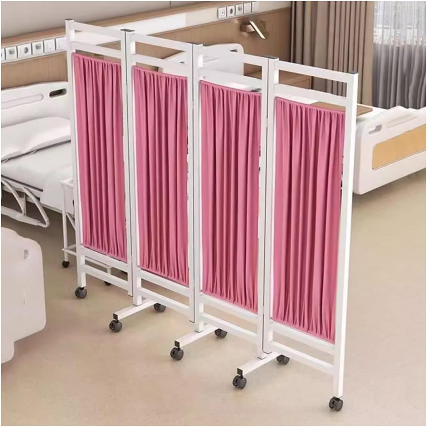 4-Panel Folding Room Divider, Freestanding Fabric Privacy Screen with Lockable Wheels, Mobile Partition for Home, Office, and Events - Versatile Space Separator