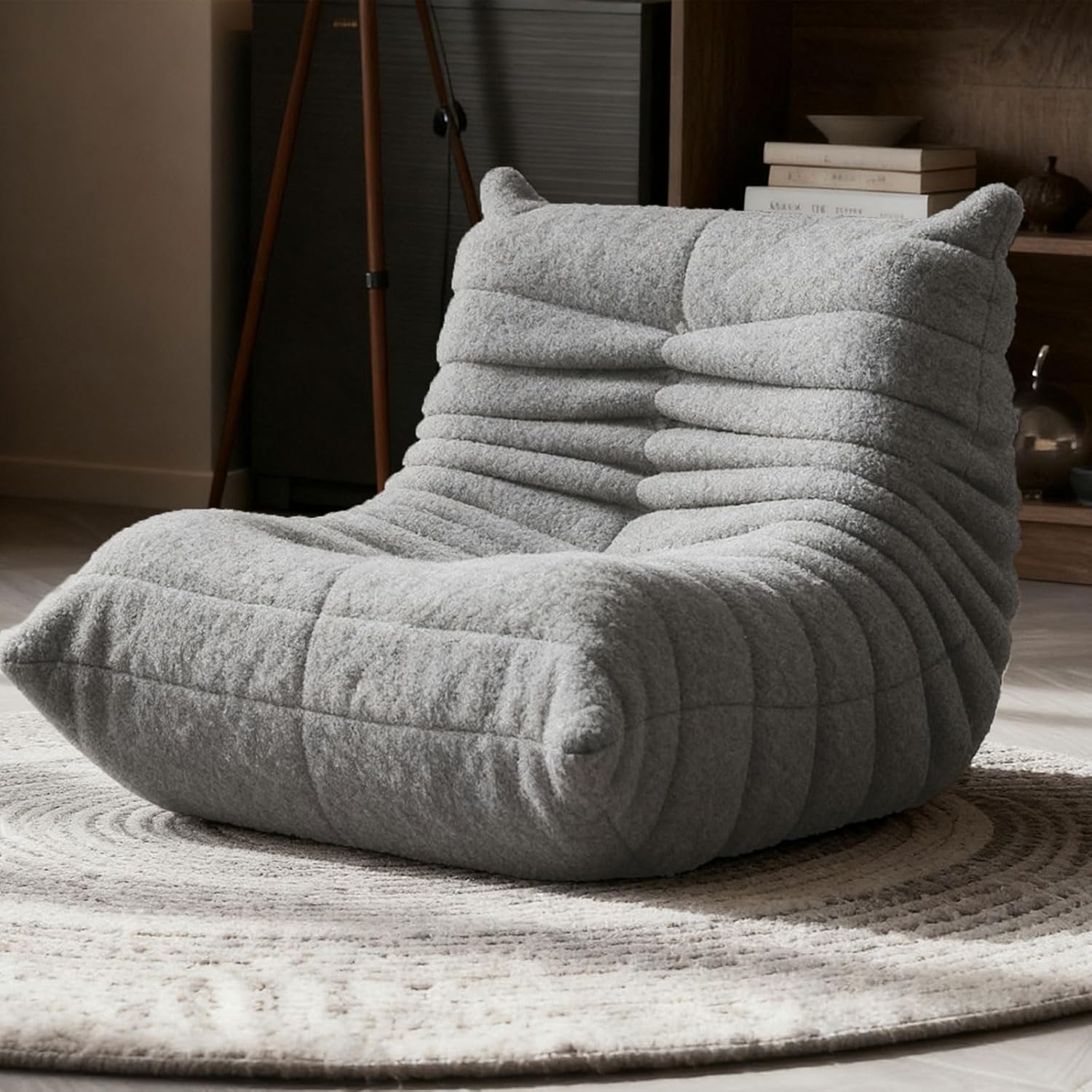 Gaming Bean Bag Chairs for Adults, Fireside Chair for Living Room with Memory Foam Filled, Accent Sofa Lounge Floor Sofa for Reading Dormitory Relax, No Assembly Required Gray