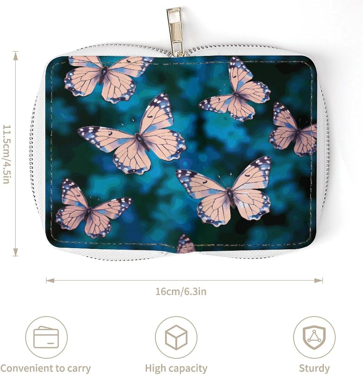 Cute Butterflies Card Holder RFID Blocking,Credit Card Wallet for Women And Men,Card Case Organizer Bag with Zipper