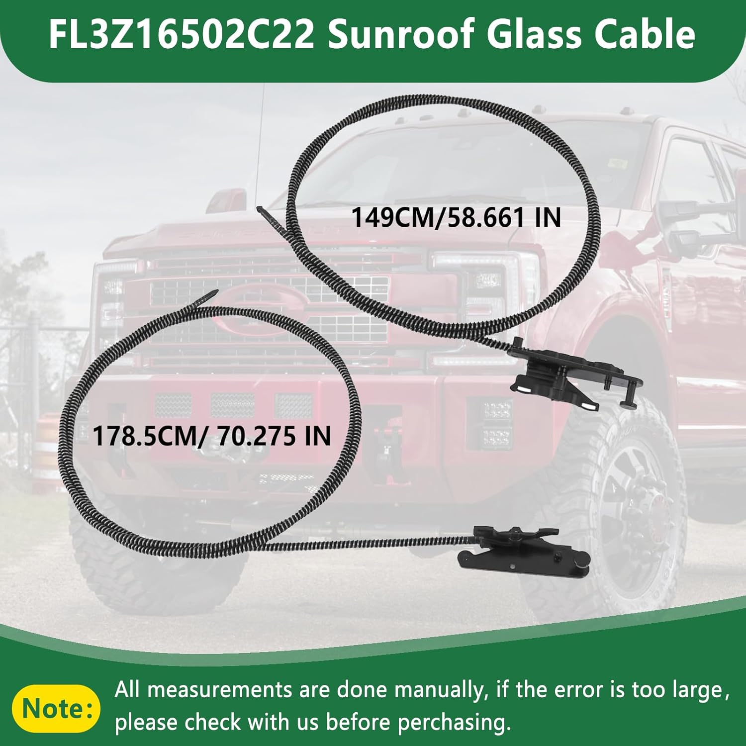 Sunroof Glass Cable FL3Z16502C22,Compatible with 2015-2020 Ford F150 2017-2019 Ford F250 F350 F450 Replace# FL3Z16502C22