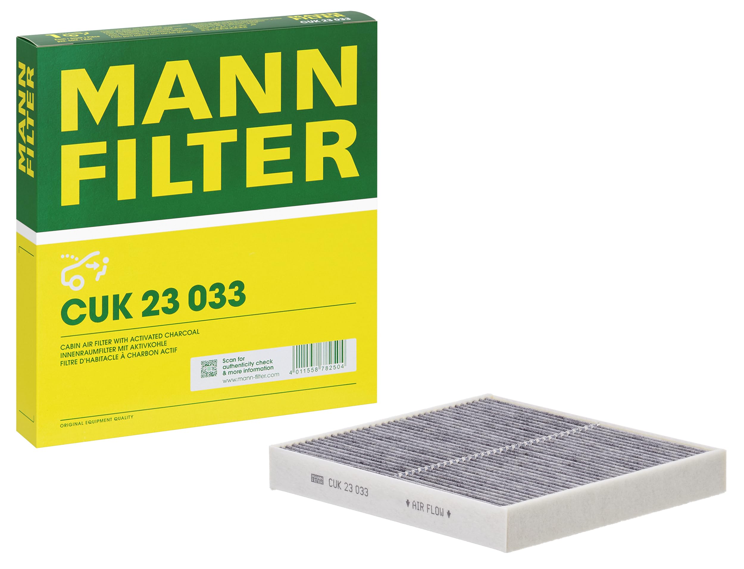 MANN-FILTER CUK 23 033 Cabin Air Filter - Pollen Filter with Activated Carbon - for Cars + Transporters