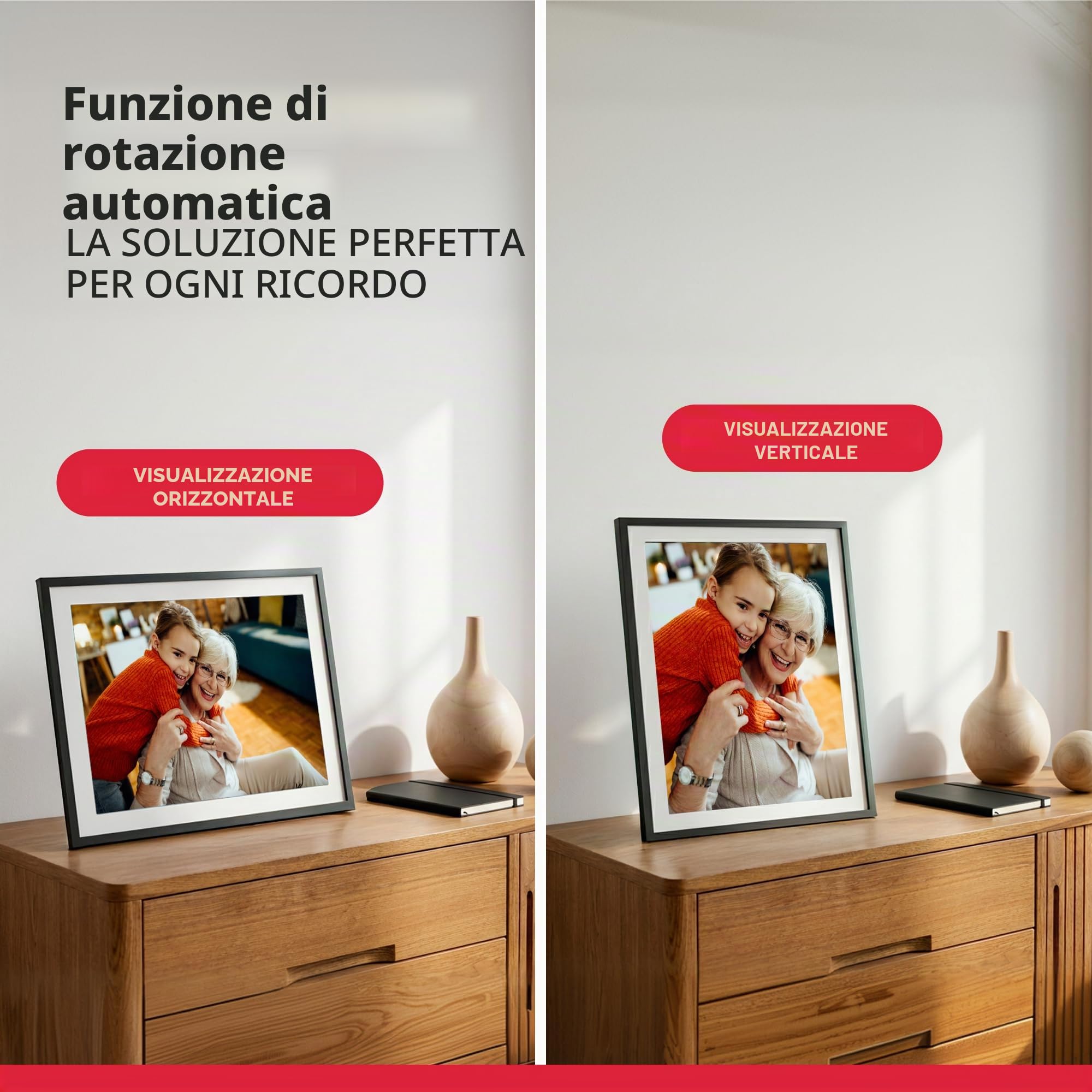AGFAPHOTO - Realiview APF1700WIFI - Cornice digitale con connessione Wi-Fi - App Frameo, touchscreen HD da 17 pollici, memoria da 32 GB, funzioni meteo/orologio - Nero