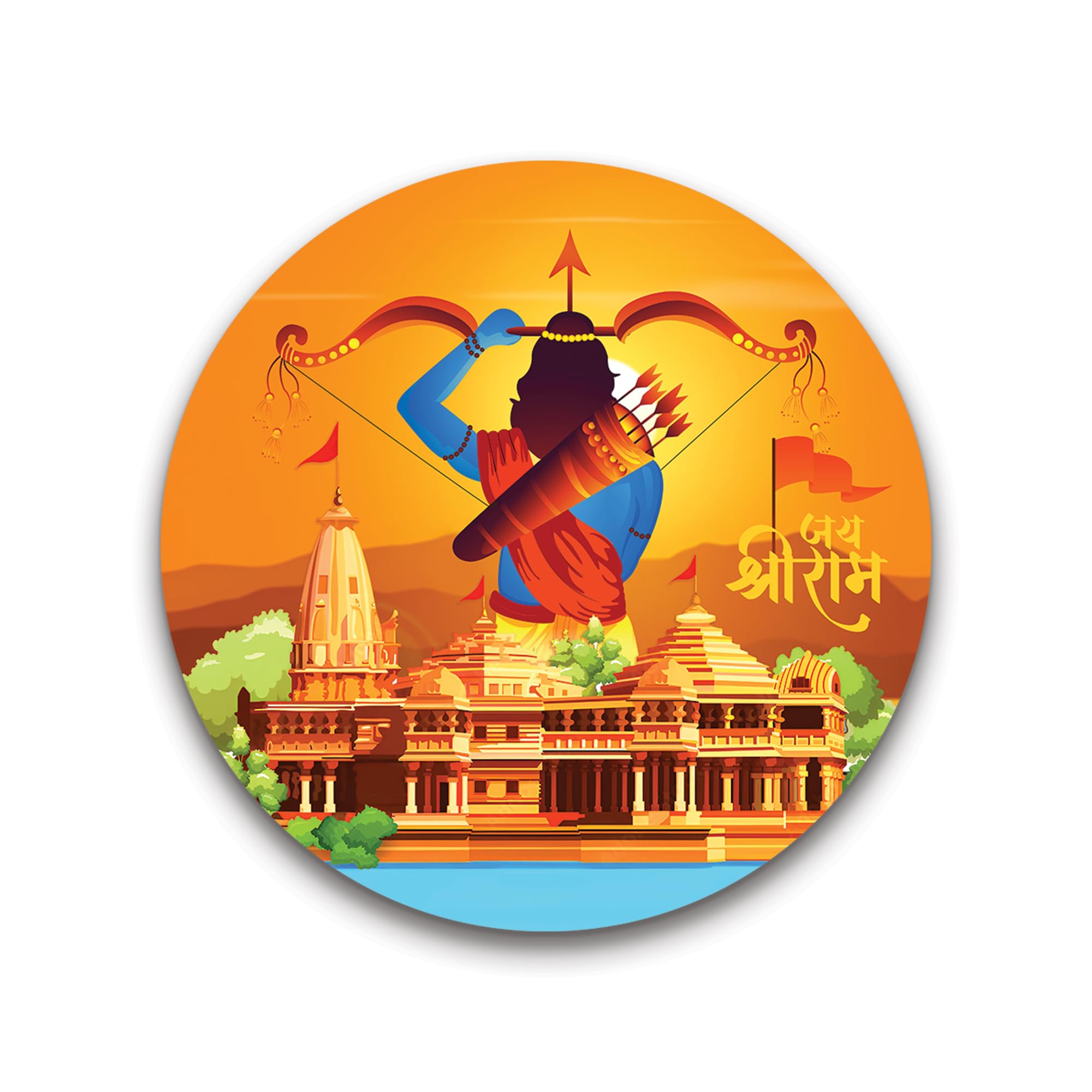 SHAIVYA Fridge Magnets Refrigerator Stylish Set Jai Shree Ram Design for Home Kitchen and Office Decoration Multicolor