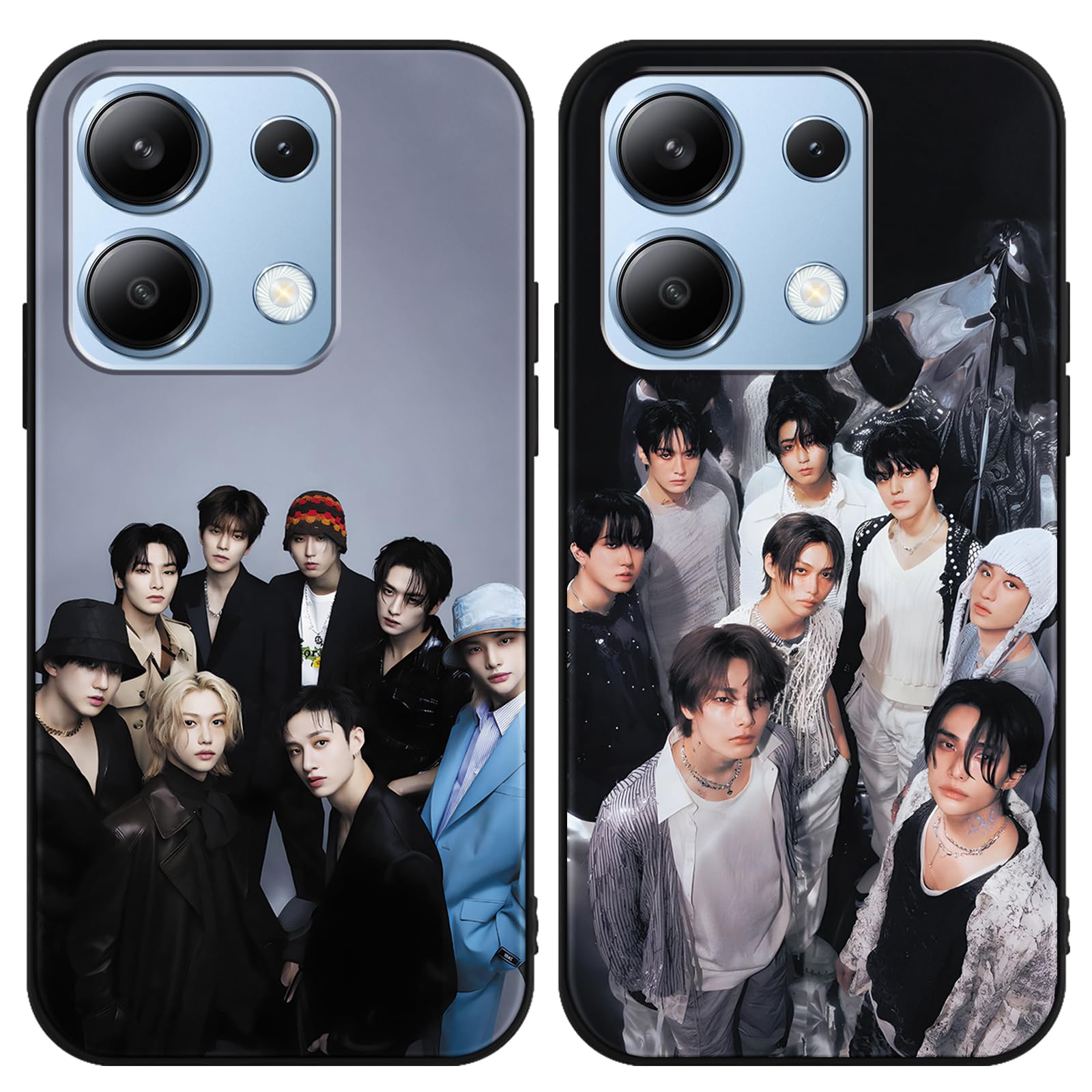 Stray Kids Nurkorki 2 Piezas Negro Funda Para Xiaomi 15 6,36",KPOP Boys Skzoo Lindo Diseño Case,Carcasa Protección Para Cartoon Silicona Bumper Cover Fundas Para Celular Skzoo