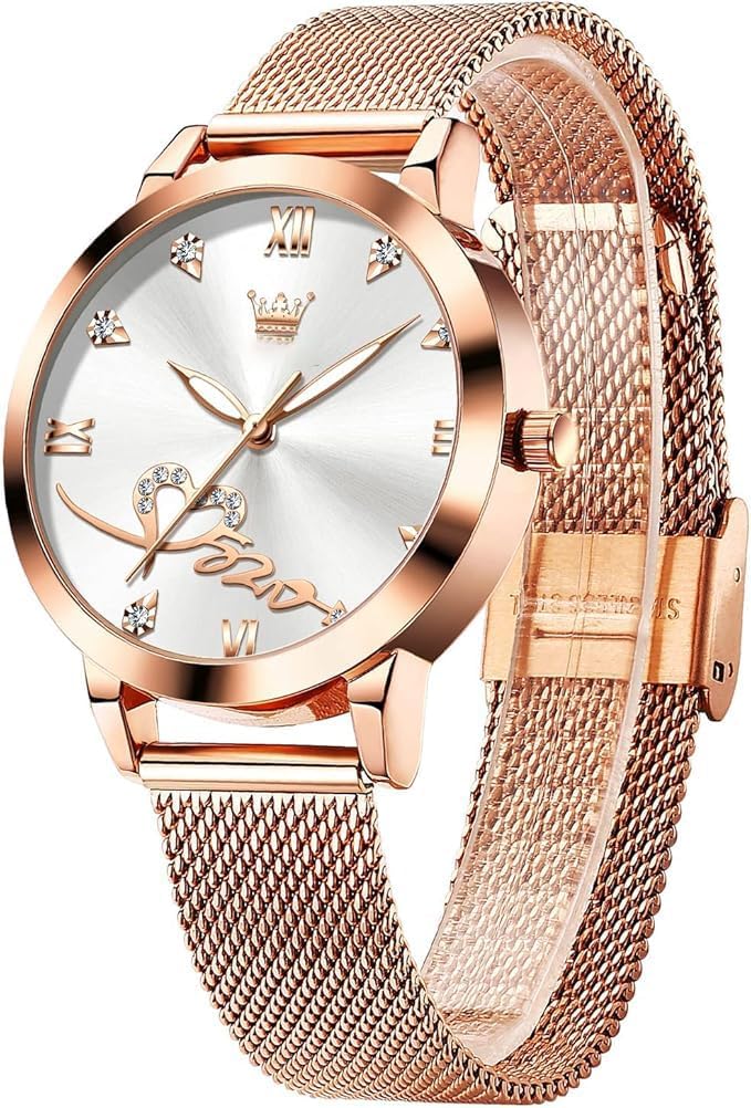 Gold Watches for Women, Automatic Mechanical Self Winding, Stainless Steel Bezel Luminous Waterproof Luxury Dress Wrist Watches