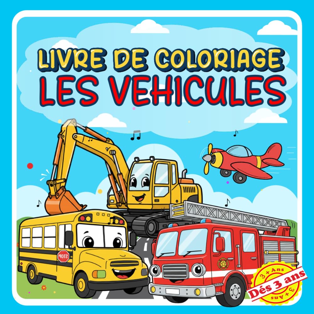 Livre de Coloriage les Vehicules pour Enfants Dés 3 ans: Livre de Coloriage Engins de Chantier, Voitures , Camions, Livre de coloriage enfants 3-8 Ans.
