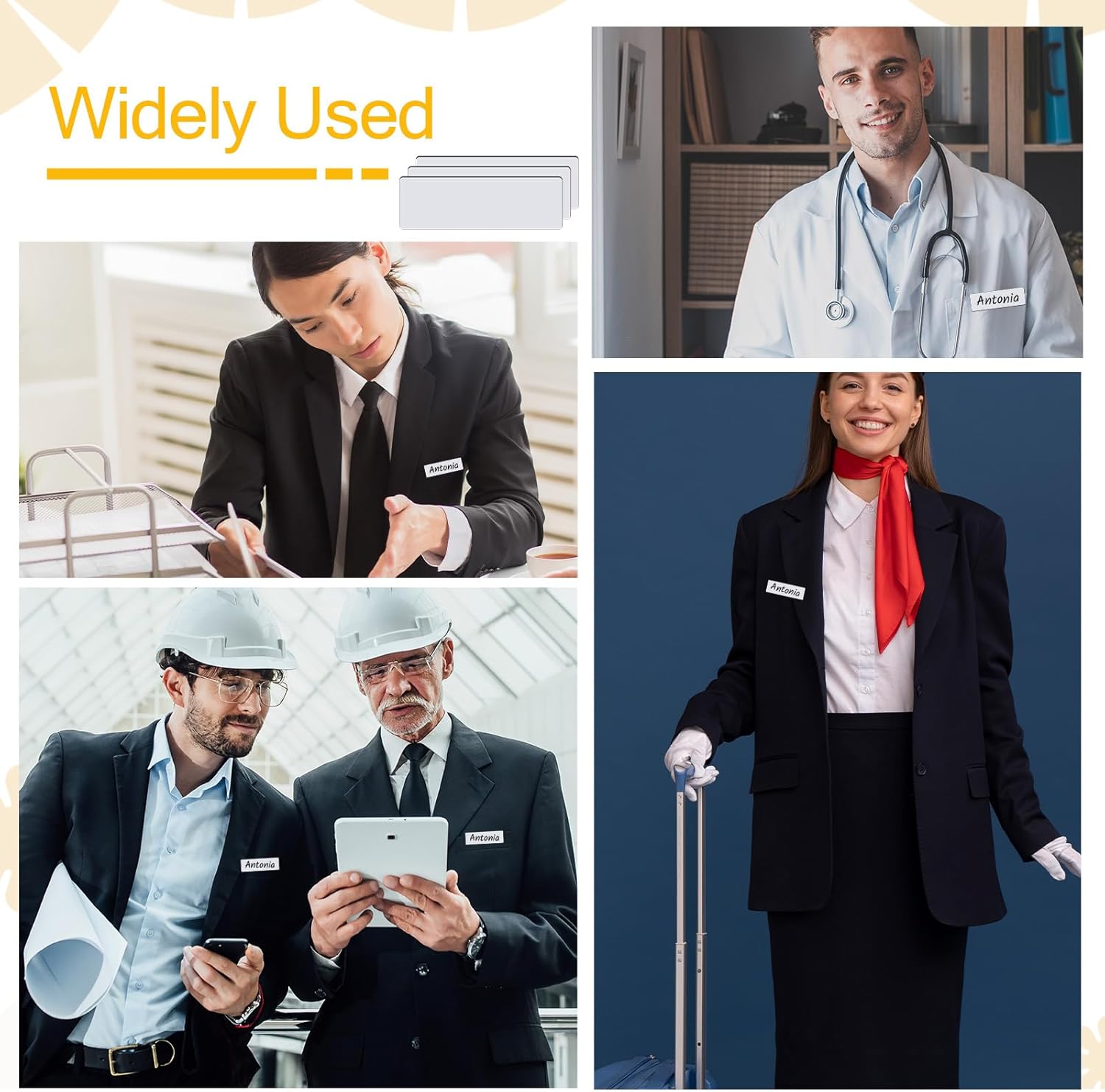 SHENLIU 16 Pcs Name Tag, 1 x 3 Inch Blank Name Badges with Pins DIY Blank ID Name Badge for Office Workers Students Personalized Badges Making - Image 6