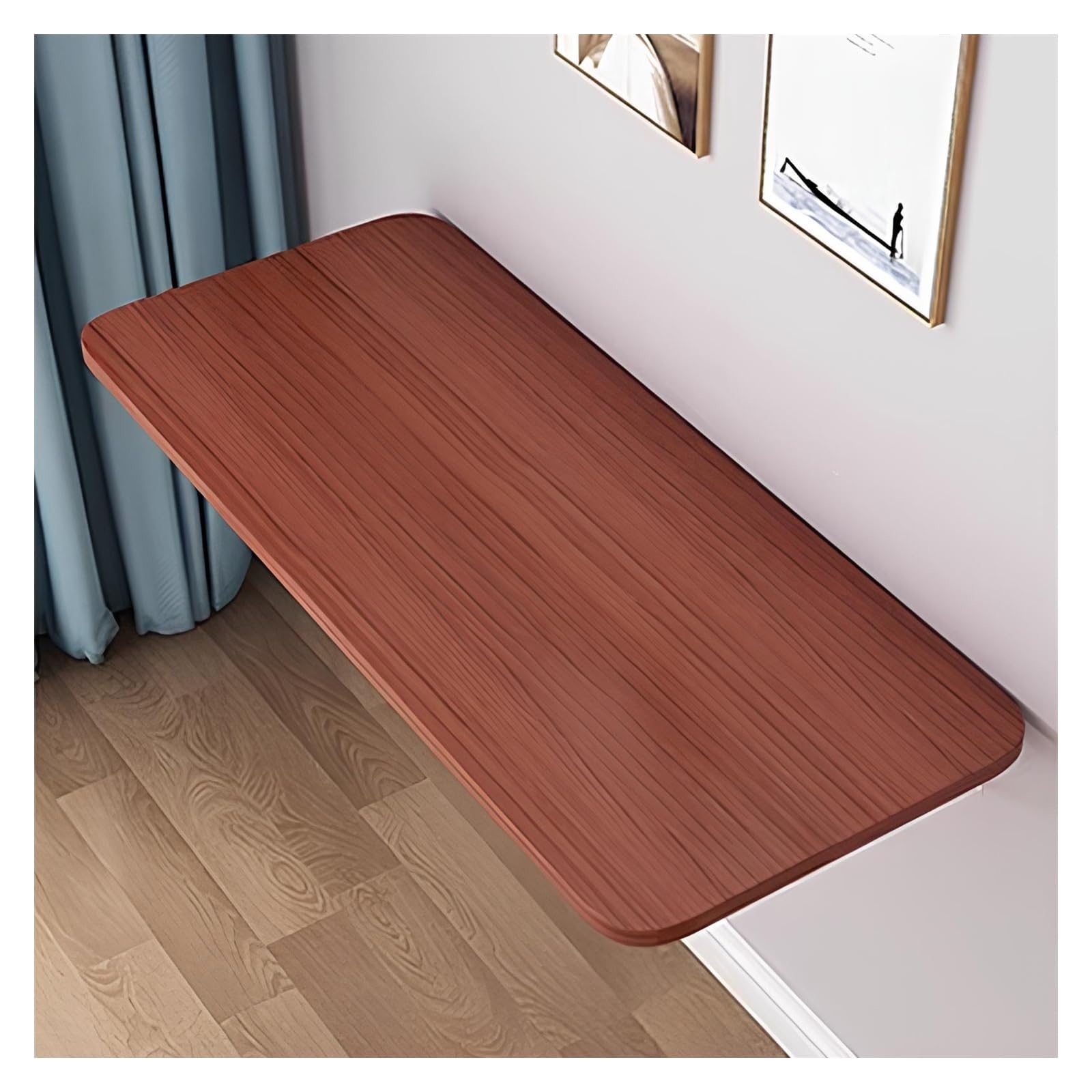 LWJSOCP Compact WallMounted Drop Leaf Dining Table & Folding Desk SpaceSaving Laundry & Office Solution Floating Laptop Workbench Teak Color 90x40cm