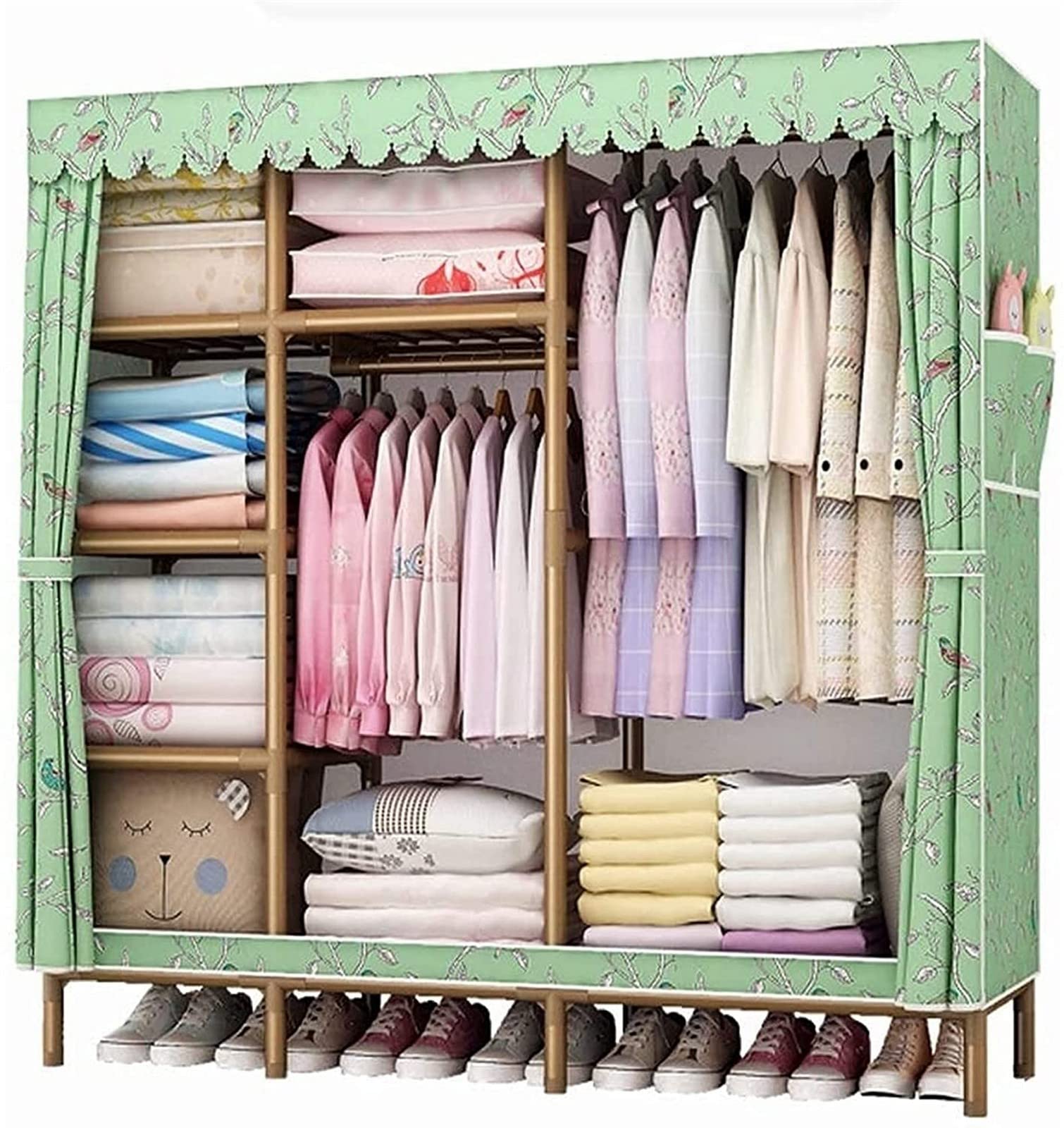 Armoire portative en tissu de bœuf et penderie robuste avec tube en acier audacieux