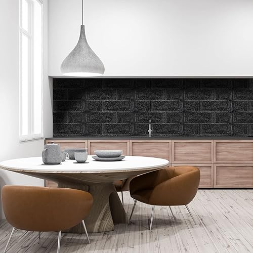 Miniatura 6 de WAPANE Papel tapiz de ladrillo 3D autoadhesivo, extraíble, impermeable, espuma de polietileno, pintable, para sala de estar, cocina, pared de TV y
