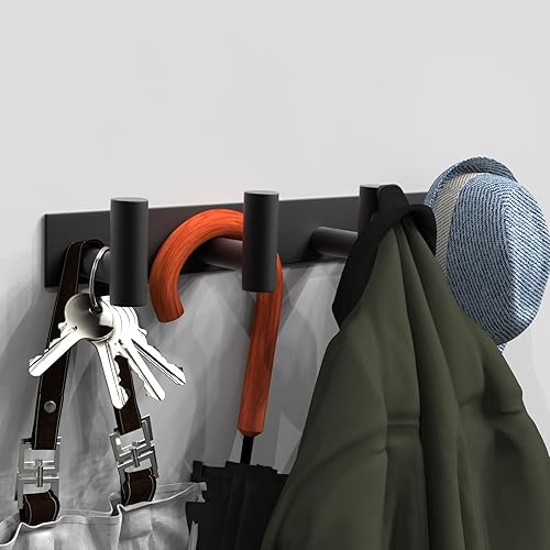 Vista 28 de VAEHOLD - Ganchos de pared para colgar abrigos, perchero con 6 ganchos dobles para colgar toallas, sombreros, batas, bolsas y llaves, para baño